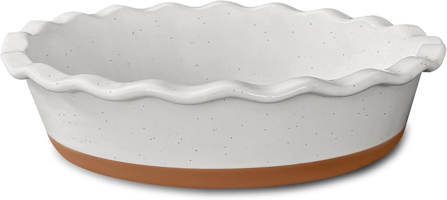 High-Performance Mora Ceramic Deep Fluted Pie Dish for Baking – 9 inch Porcelain Pie Plate for Apple Quiche Pot Pies Tart etc. – Modern Farmhouse Style Optimized
