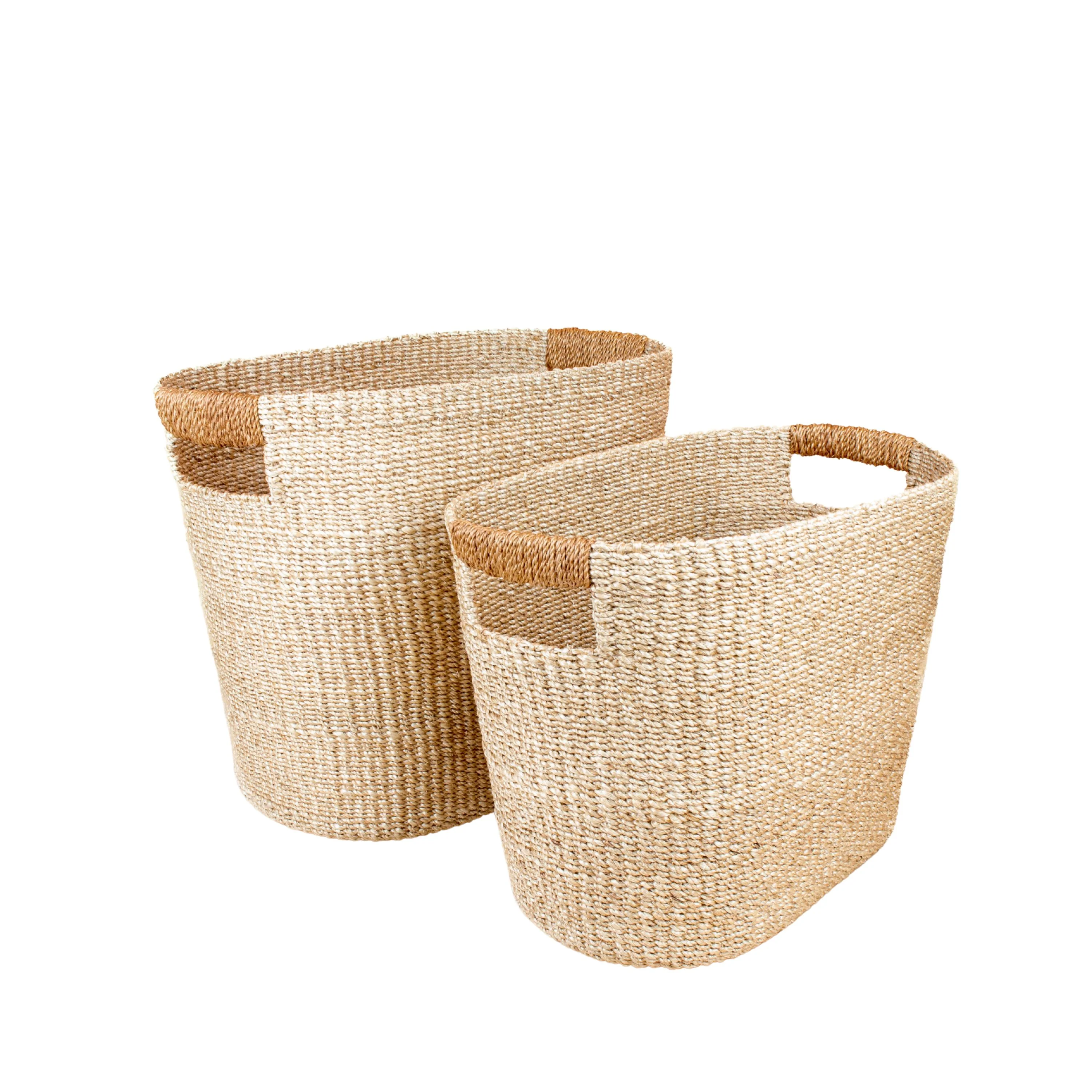 Recyclable LIKHA Abaca Rounded Oval Basket set of 2 Green