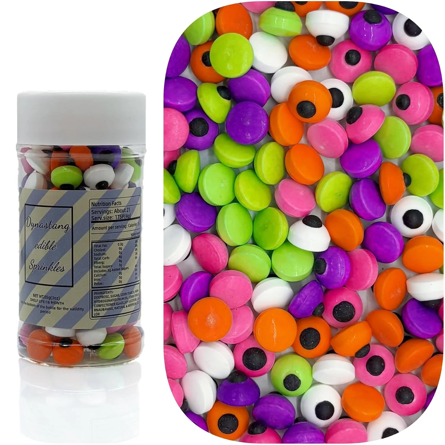 User-Friendly Dynastang Mixed Colour Eyes Sprinkles Halloween Edible Eyes Cake Decoration Cupcake Toppers Cookie Decorating for Cakes Cupcakes Desserts Toppings 3OZ Environmentally Friendly