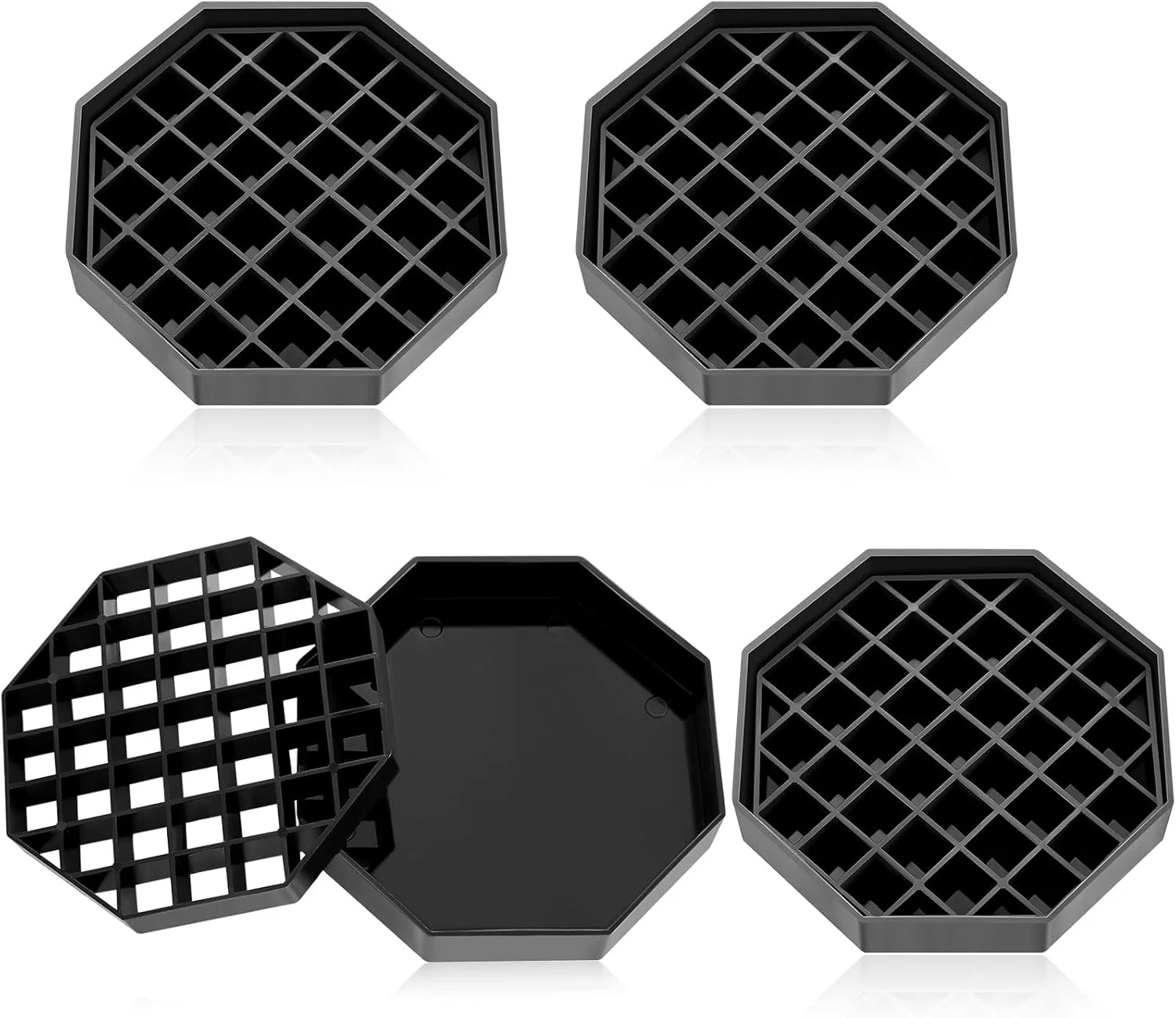 Verified Suclain 4 Pcs 4 Inch Coffee Drip Tray Black Plastic Octagon Coffee Countertop Drip Coaster with Honeycomb Grid for Drink Tea Wine Beverage Dispenser Powerful