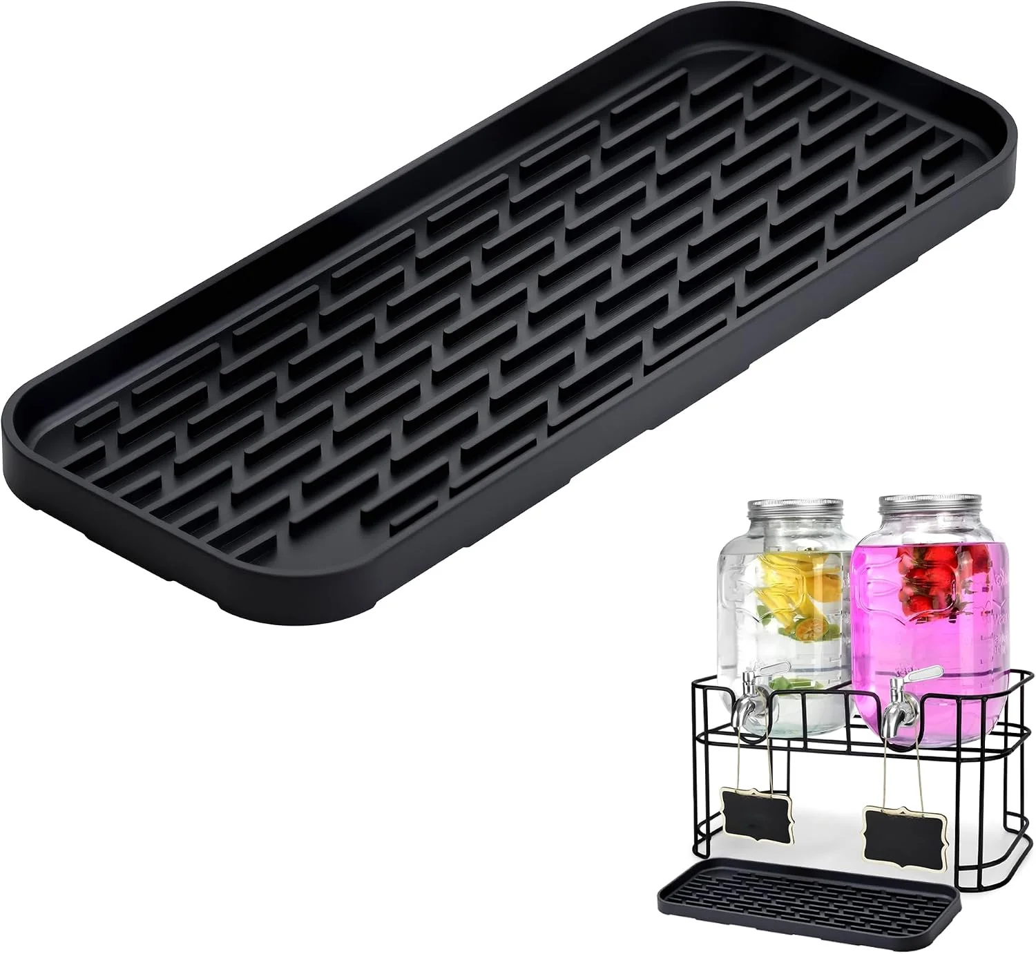 Official Drip Tray for Drink Dispenser 1 Pack Rimmed Silicone Tray Mat for DD amp HAPP Drip Catcher for Beverage Dispenser Non-Slip Base Catches Drips amp Spills Protects Countertops No Water Stains World-Class