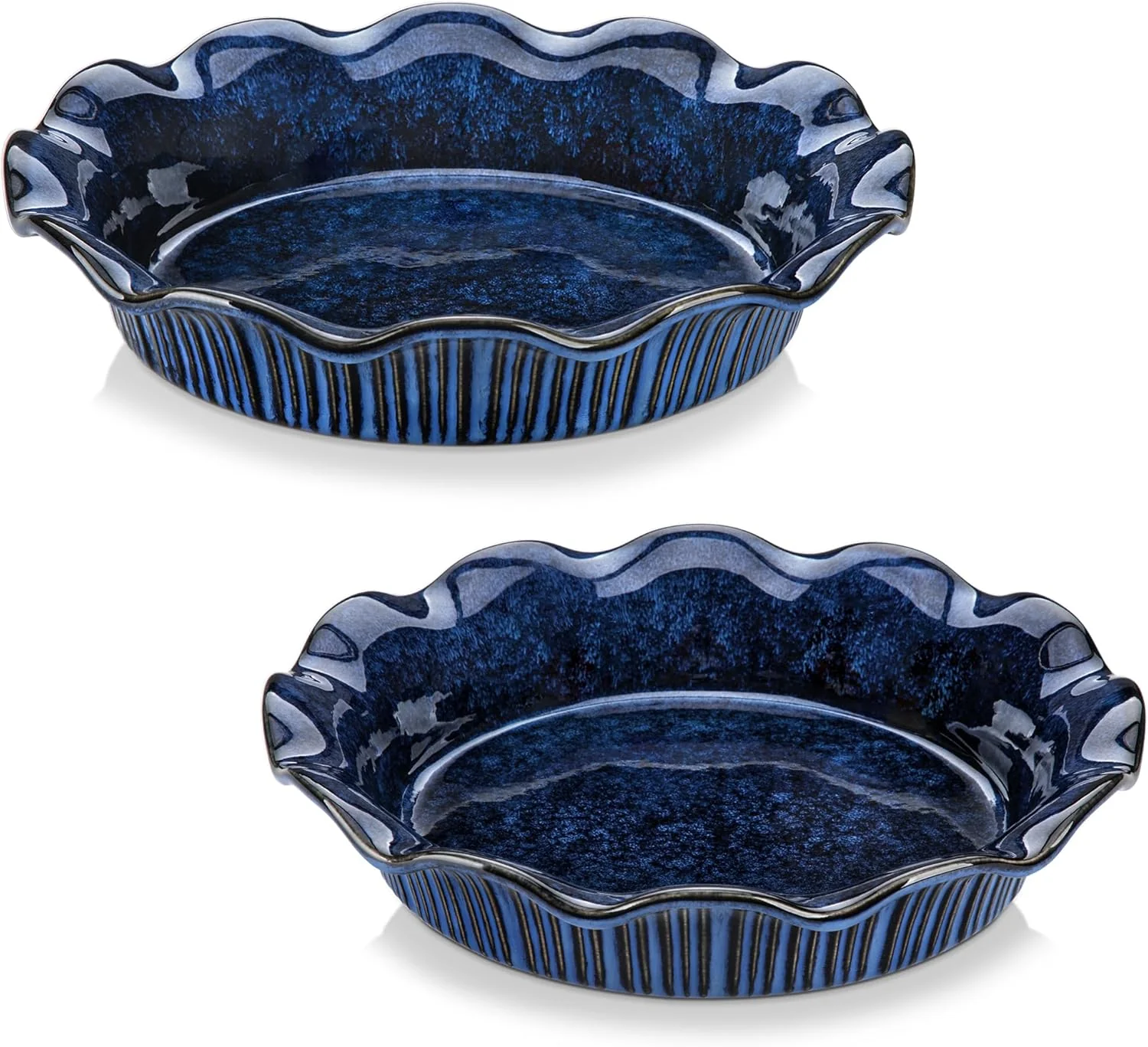 Soft vancasso Stern Ceramic Pie Pan 9 inch Pie Pans with Ruffled Edge Deep Pie Dishes for Baking Round Pie Plates for Apple Quiche Pot Pies Tart Traditional