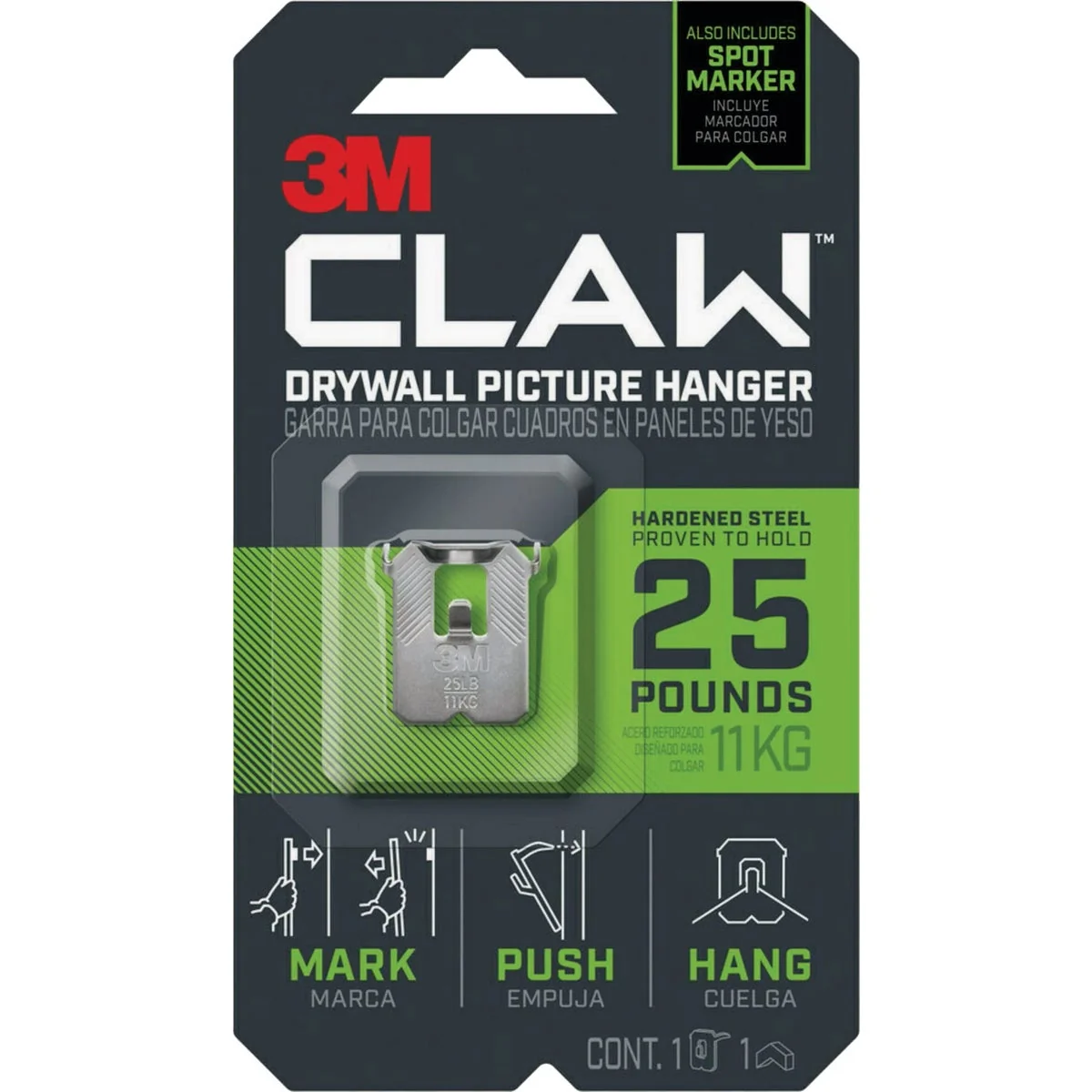 High-Grade 3M Claw 25 Lb. Drywall Picture Hanger with Temporary Spot Marker 1 Hanger 1 Marker Stylish