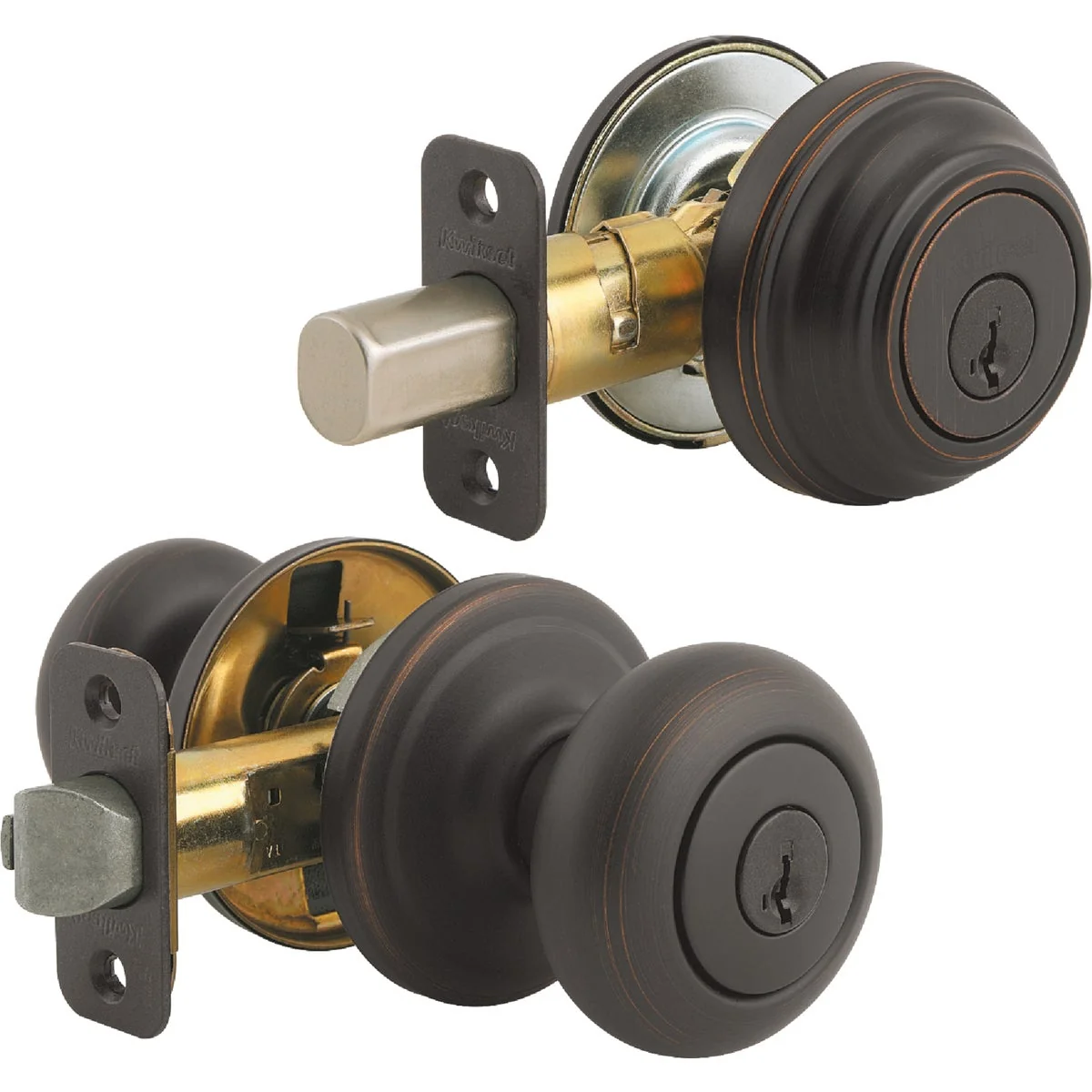 Crafted Kwikset Signature Series Venetian Bronze Deadbolt and Door Knob Combo Comfortable