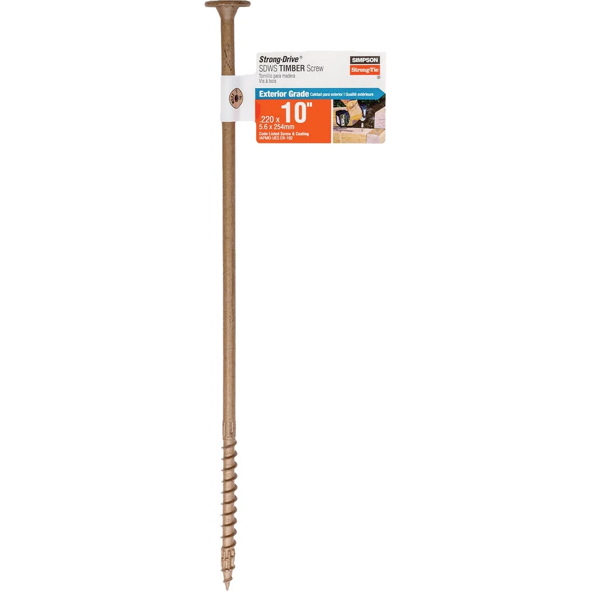 Solid Simpson Strong-Tie Strong-Drive SDWS Timber Exterior Grade 0.220 in. x 10 In. T40 Screw Premium Material