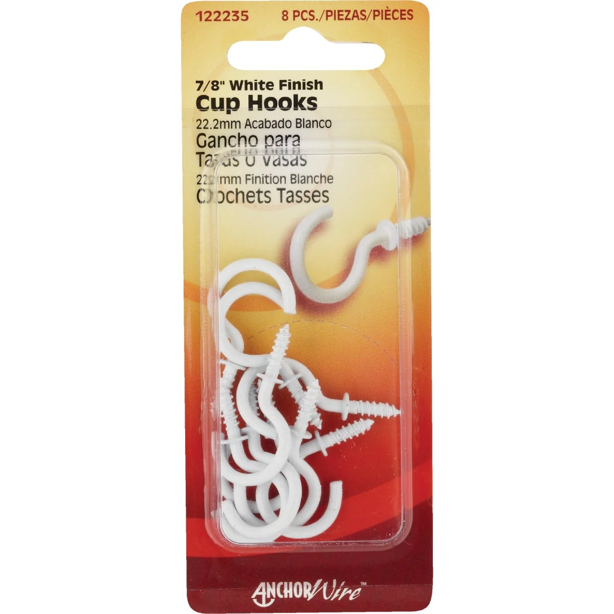 Pure Hillman 7 8 In. White Anchor Wire Cup Hook 8 Count Effective