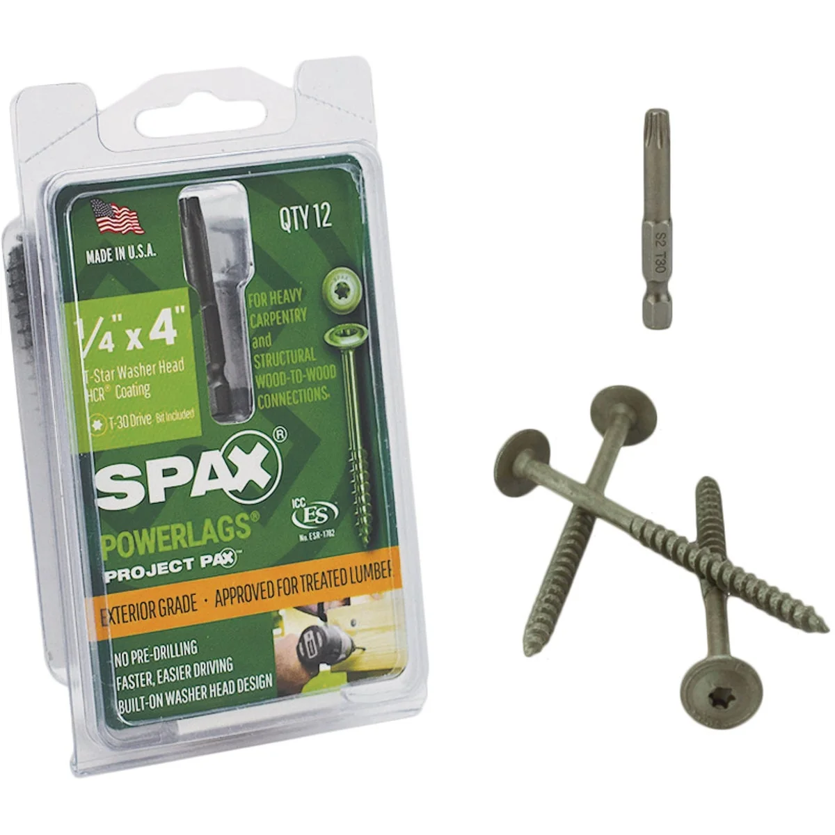 Consistent Spax PowerLags 1 4 In. x 4 In. Washer Head Exterior Structure Screw 12 Ct. Environmentally Friendly