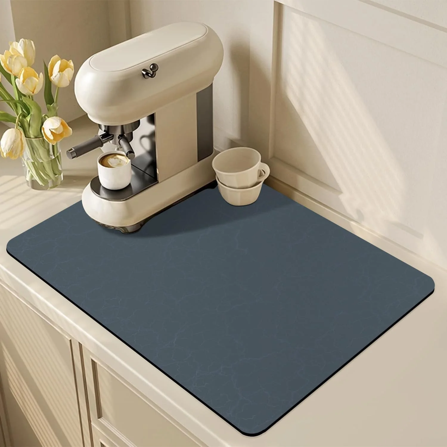 Specialty Golener Coffee Maker Mat – Cafe Bar Decor for Coffee Station Dish Drying Mat Drip Tray for Dish Rack Absorbent Mat for Countertops Crafted