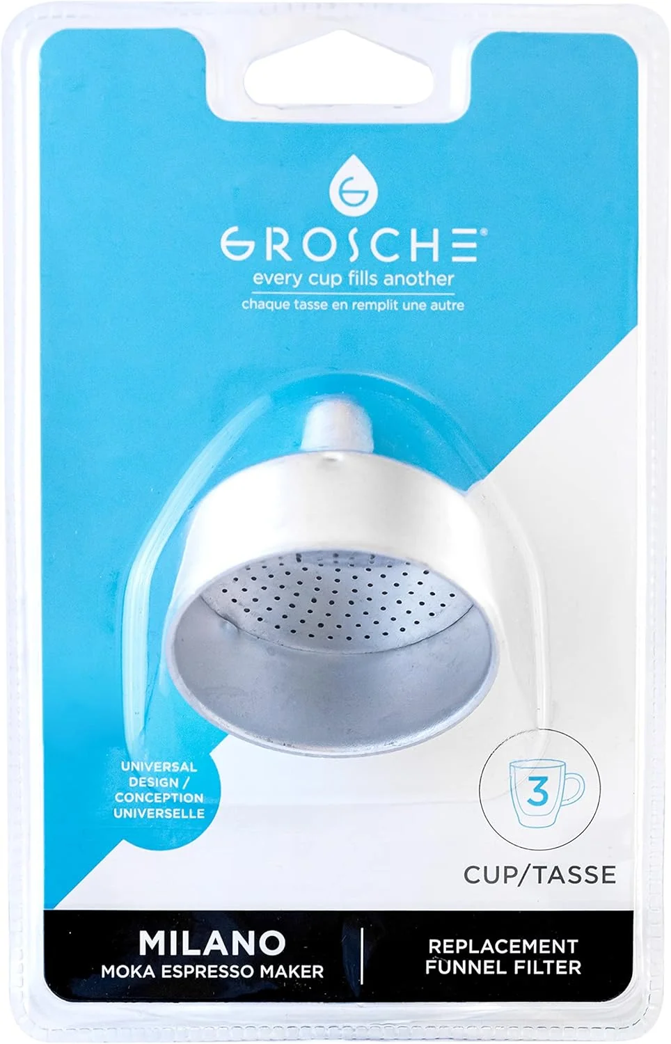 Proven Grosche Milano Moka Pot Funnel 3 Cup Funnel Filter Espresso Maker Filter Basket for Stovetop Espresso Makers Coffee Maker Expertly Made