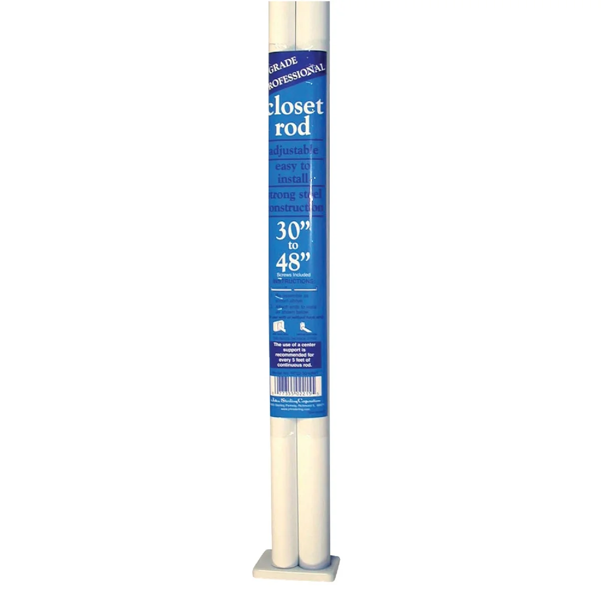 Environmentally Friendly John Sterling Closet-Pro 48 In. to 72 In. x 1 In. Adjustable Closet Rod White Advanced
