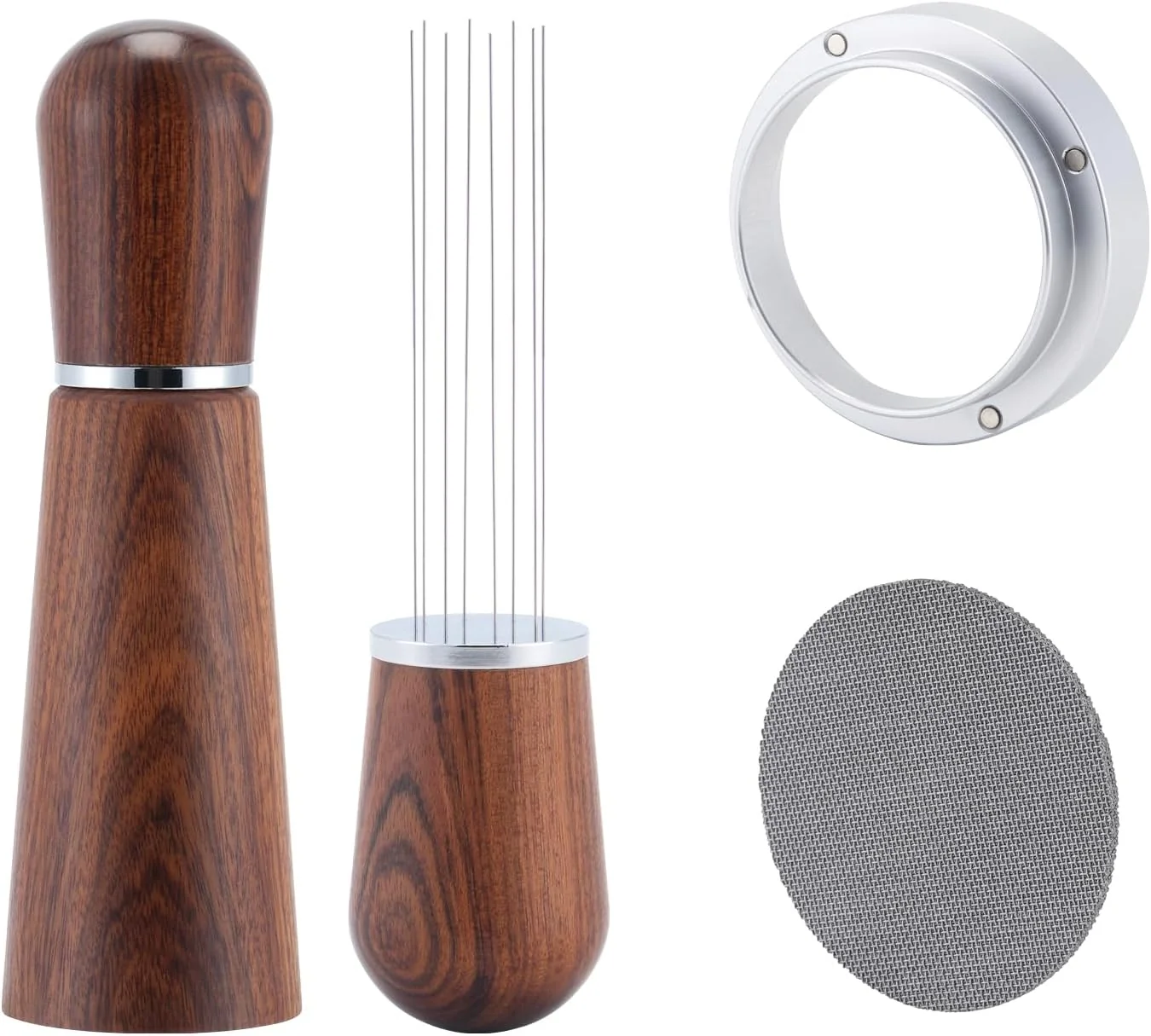 Prestigious 51mm Espresso Accessories Kit 316 Stainless Steel WDT Tool Espresso Dosing Funnel and Puck Screen Set，Espresso Distribution Tool Secure