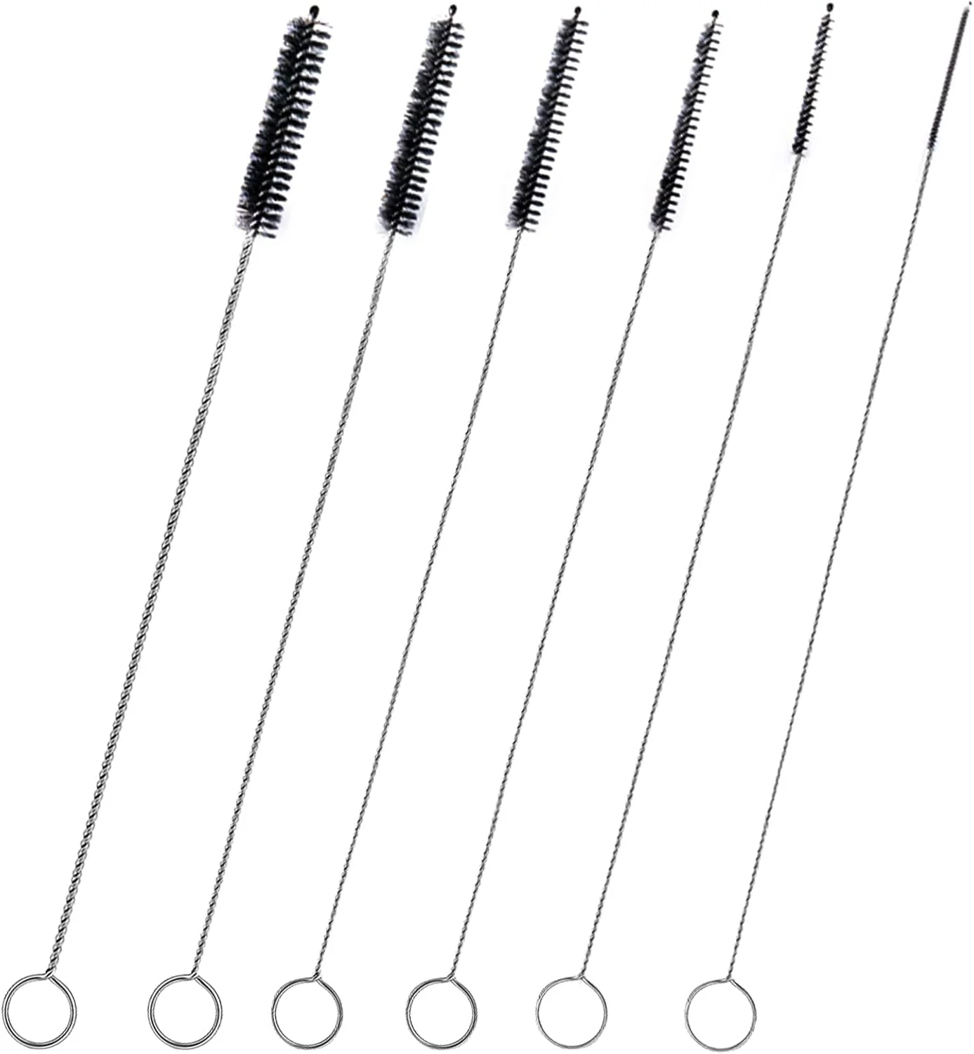 Sustainable Straw Cleaner Brush Set 6 Piece Long Drinking Straws Cleaning Brush Pipe Tube Tiny Brushes 10-inch Black First-Class