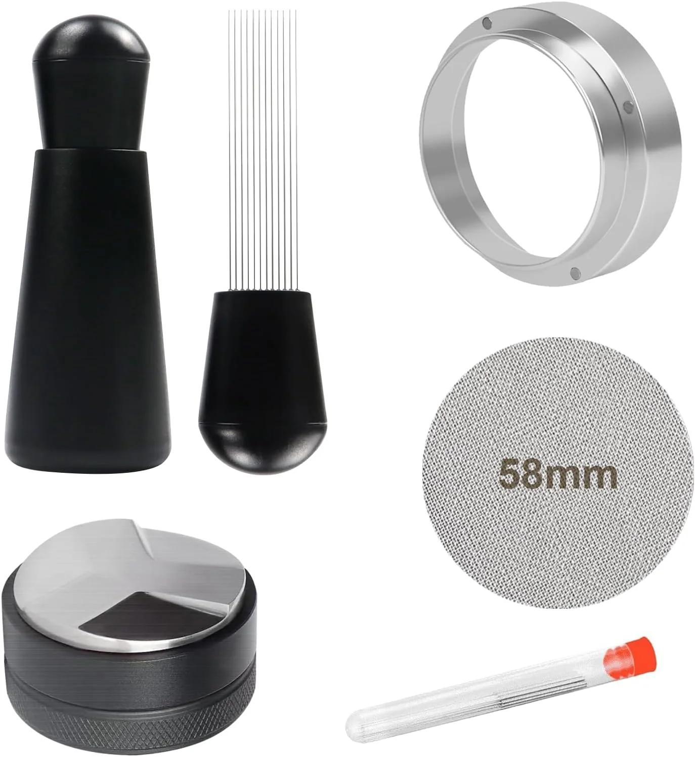 Unique 58mm Espresso Accessories Wdt Tool espresso Dosing Funnel And Coffee Puck Screen Coffee Distributor barista kit Durable