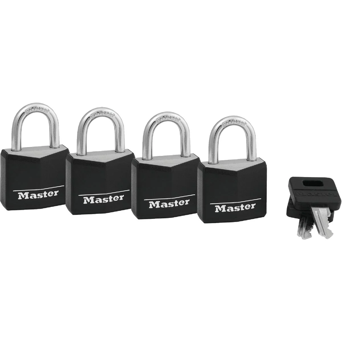 Minimalist Master Lock 1-3 16 In. W. Black Covered Keyed Alike Padlock 4-Pack Lightweight
