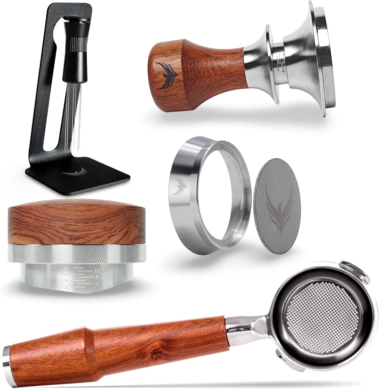 Sustainable Gaggia Espresso Machine Accessories Kit 58mm Bottomless Portafilter Wooden 30lb Tamper Distribution Tool WDT Stirrer Modern