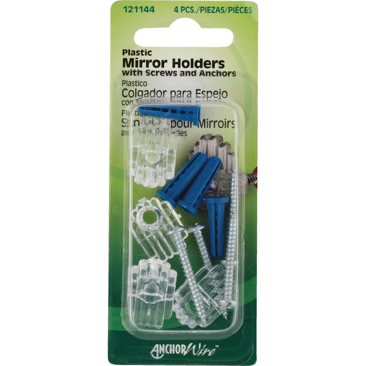 Sophisticated Hillman Plastic Mirror Holders Anchors Set 4-Sets Powerful