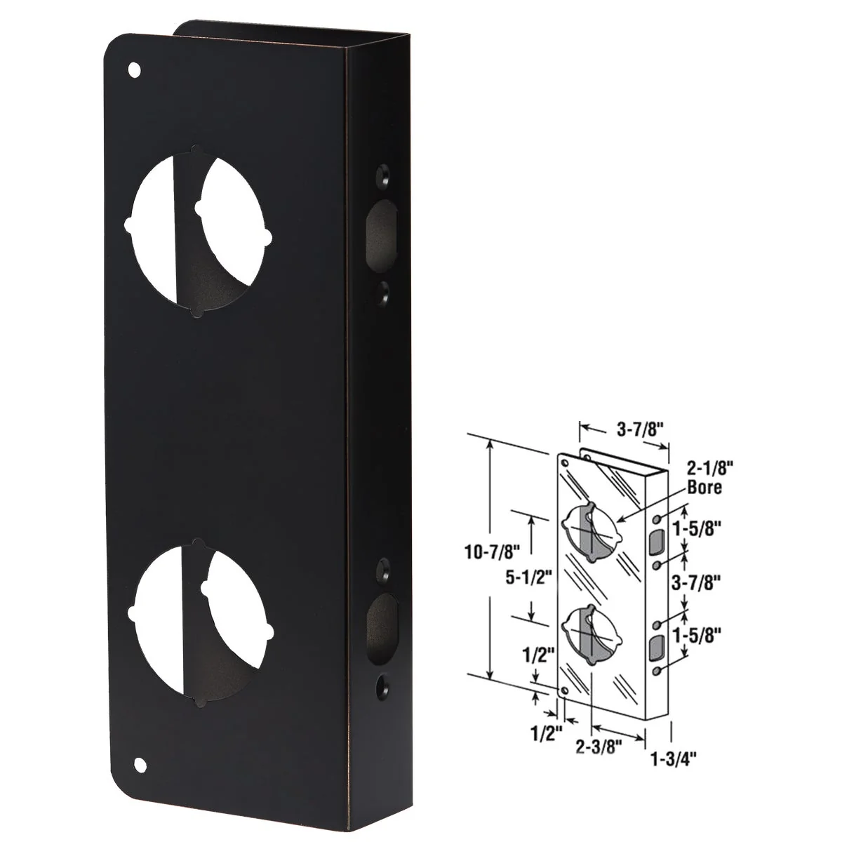 Superior Defender Security 1-3 4 In. x 10-7 8 In. Door Thickness Bronze Door Reinforcer Practical