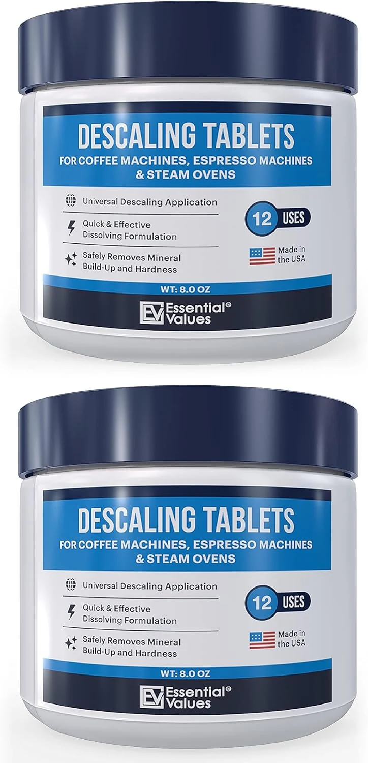 Powerful Essential Values Descaling Tablets 24 Count Up To 24 Uses For Jura Miele Bosch Tassimo Espresso Machines and Miele Steam Ovens Green