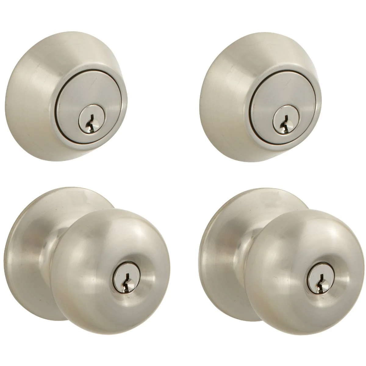 Convenient Steel Pro Brushed Nickel Deadbolt and Door Knob Combo Advanced