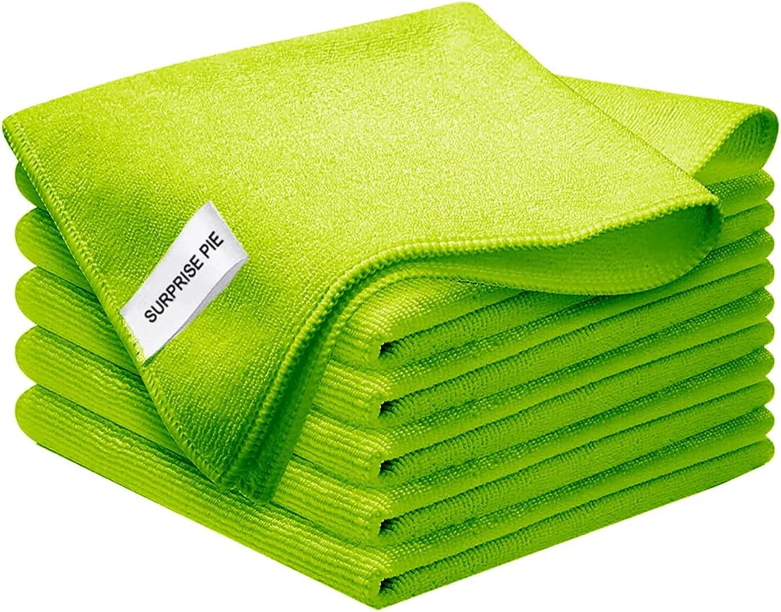 Authentic Microfiber Cleaning Cloth for Kitchen Housekeeping Dish Electronics Dust Rags Thick Lint Car Wash DryingTowel 12 x12 Green-6 Pack Smart