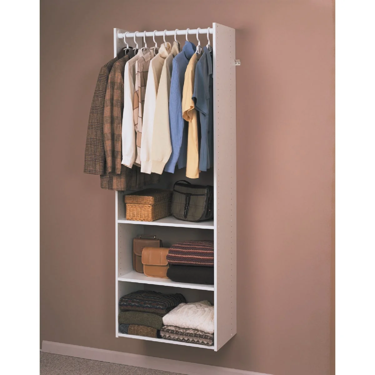 Innovative Easy Track Hanging Tower Wall-Mounted Shelving Unit White Smart
