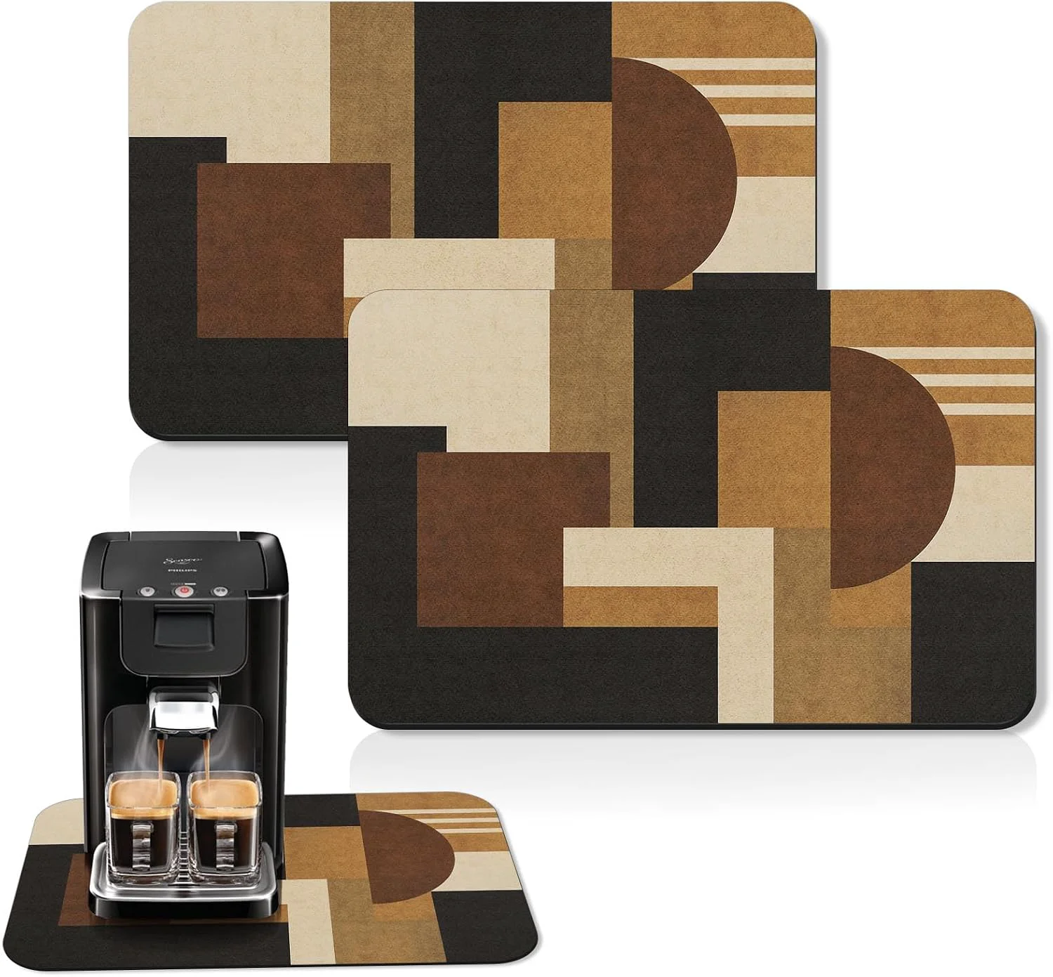 Traditional Arttown Coffee Mat for Countertops 2 Pcs 12 x 19 Geometric Retro Ethnic Modern Dish Drying Mats Rubber Backed Kitchen Bar Accessories for Espresso Machine Rack Hide Stain Fashionable