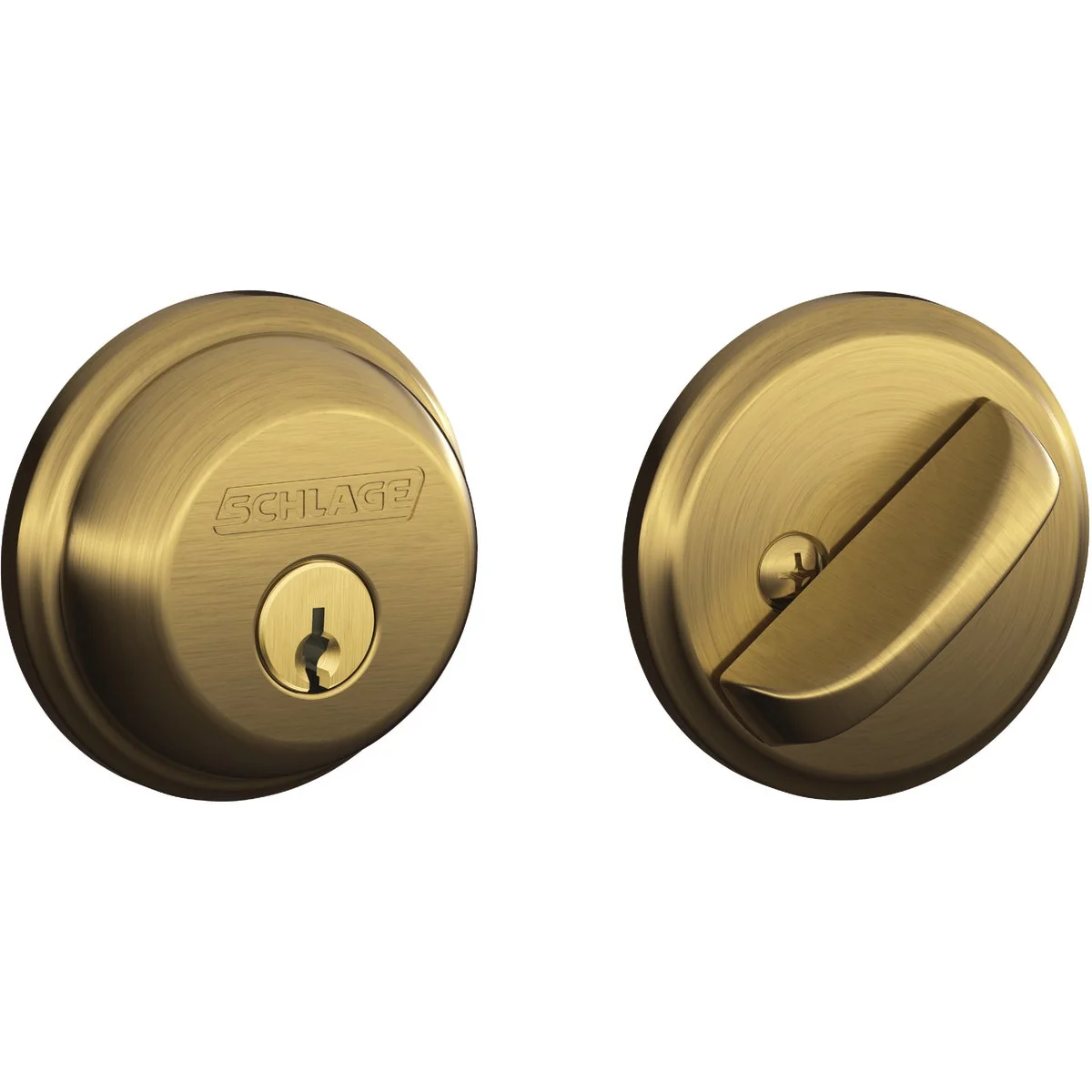 Convenient Schlage Antique Brass Maximum Security Single Cylinder Deadbolt Green