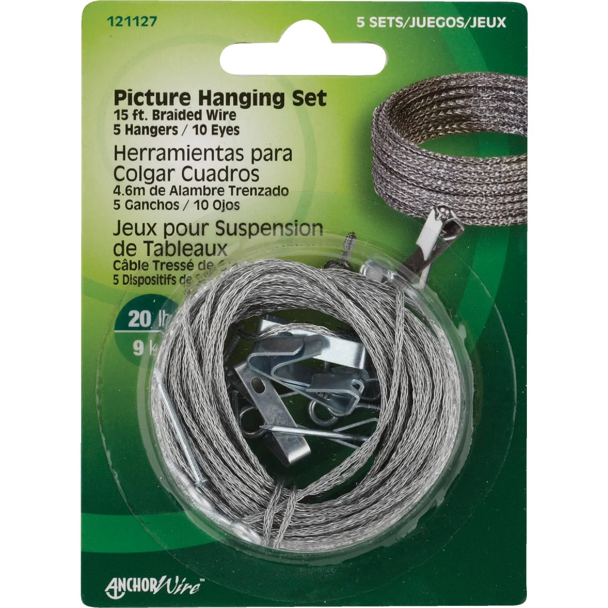Optimized Hillman Anchor Wire 20 Lb. Capacity Picture Hanging Kit Prestigious