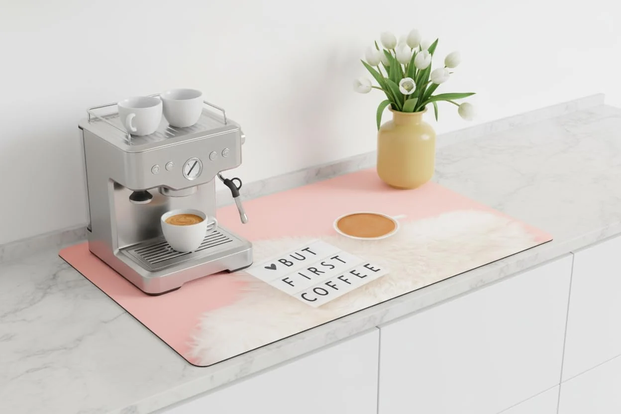 Crafted Coffee Mat Super Absorbent – 24 x 16 Dish Drying Mat for Kitchen Counter-Fit Under Coffee Maker Espresso Machine Dish Rack Morning Brew User-Friendly