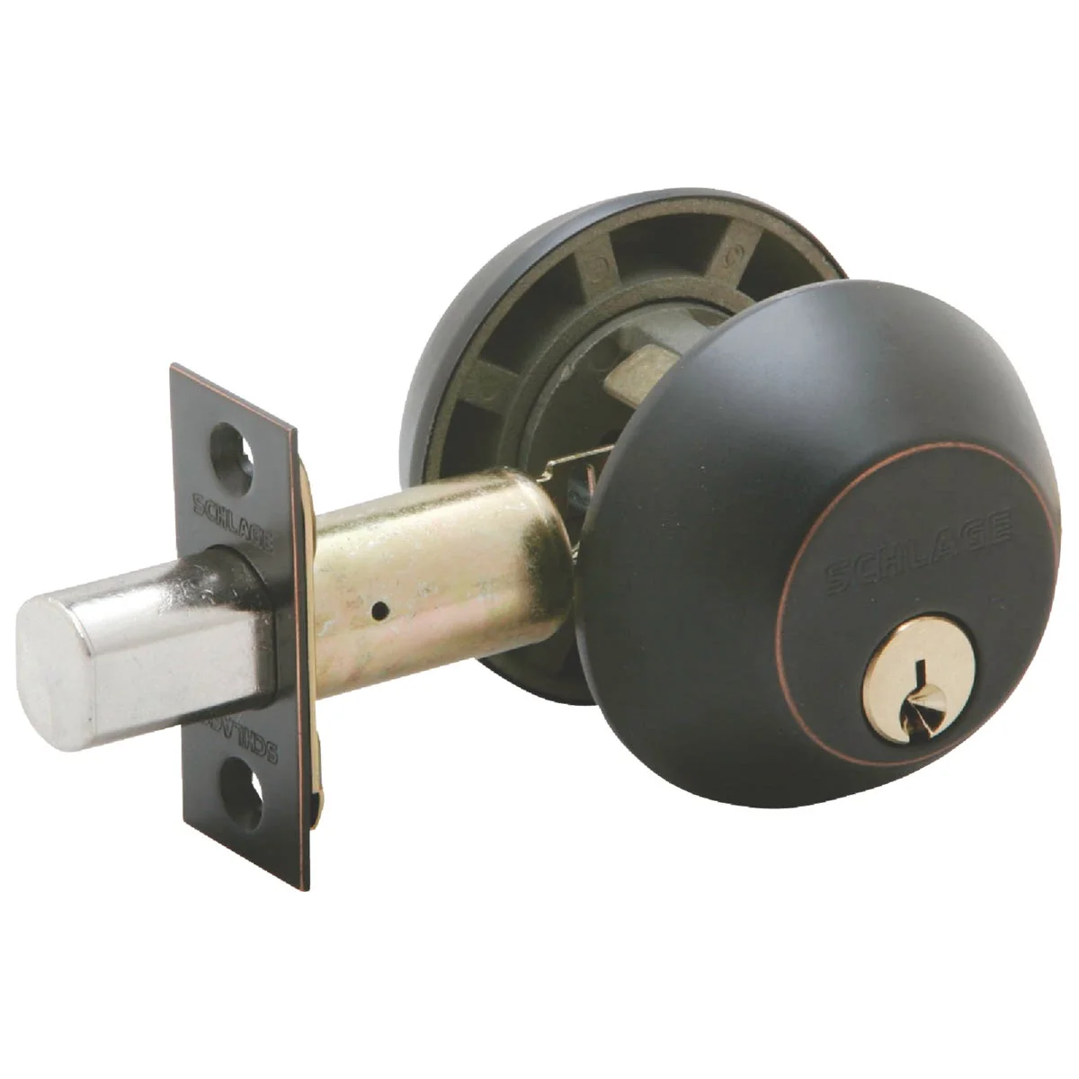High-End Schlage B-Series Aged Bronze Double Cylinder Deadbolt Minimalist