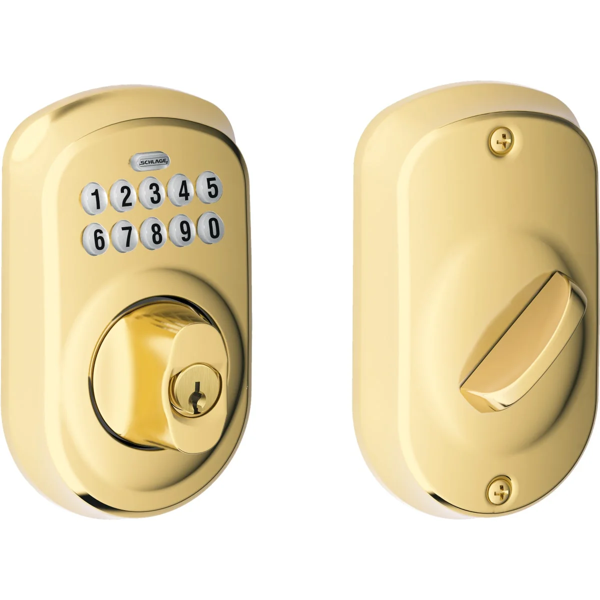 Innovative Schlage Keypad Bright Brass Electronic Deadbolt Fine Crafted