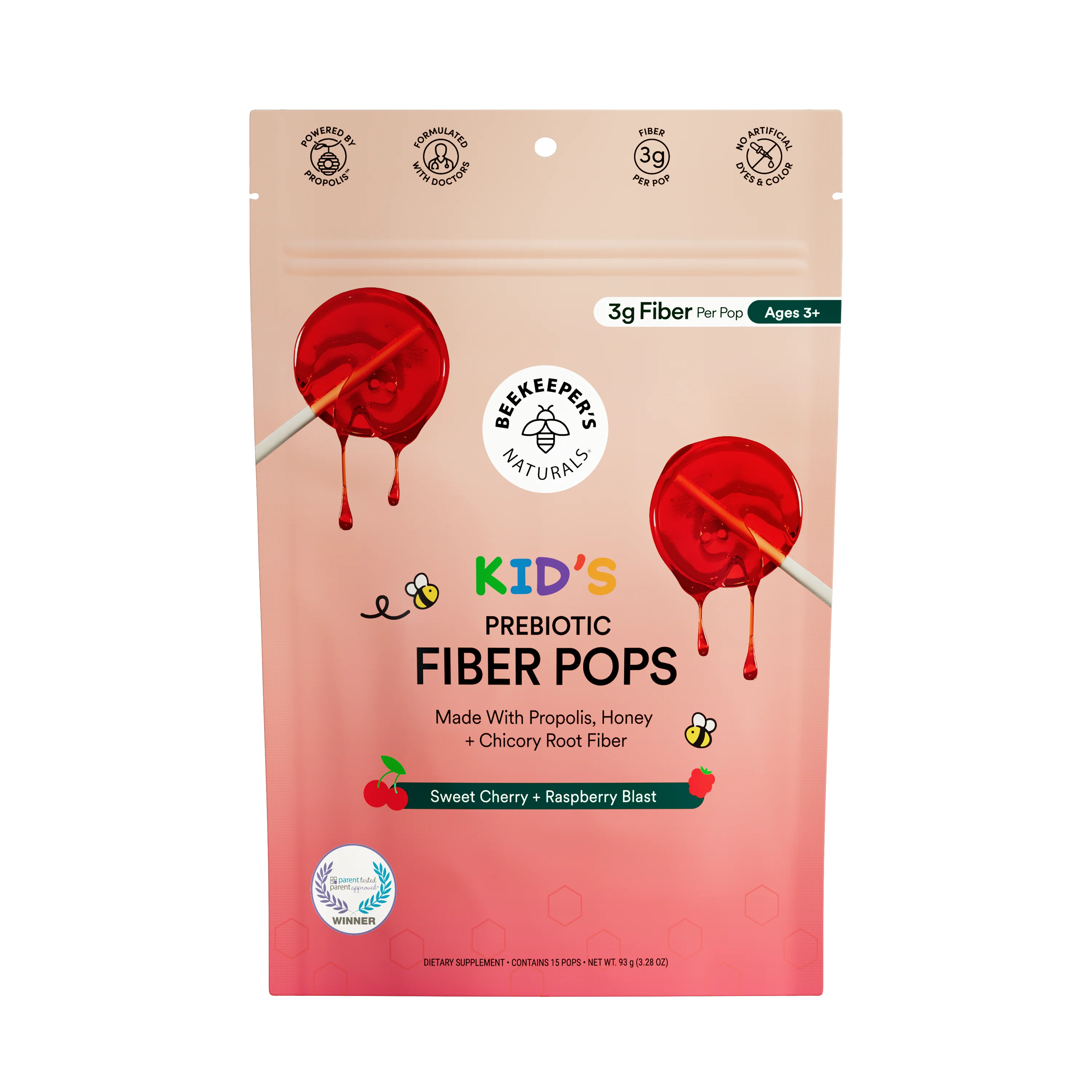 Dependable Beekeeper’s Naturals Kid’s Prebiotic Fiber Pops Green