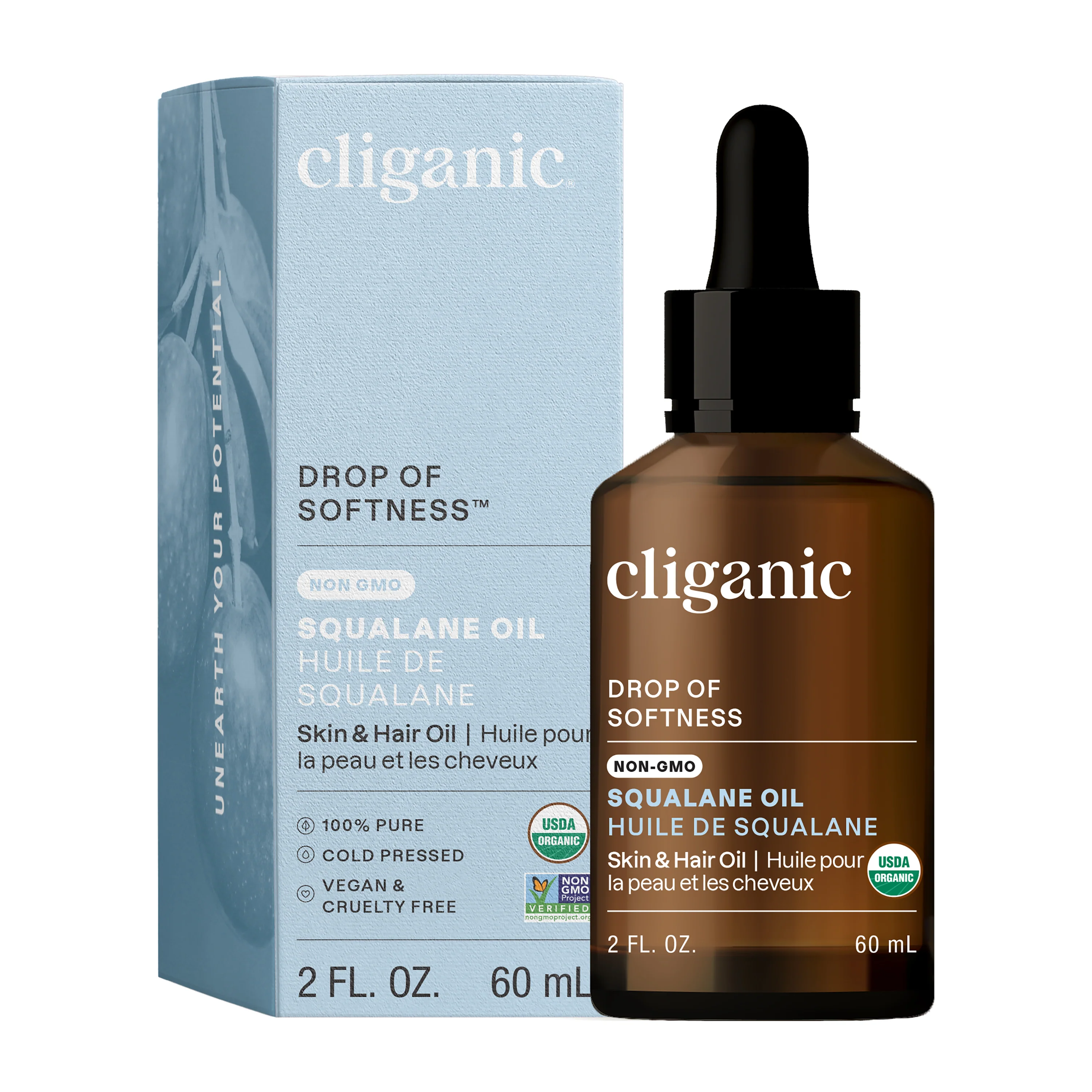 Refined Cliganic Non-GMO Squalane Oil Versatile