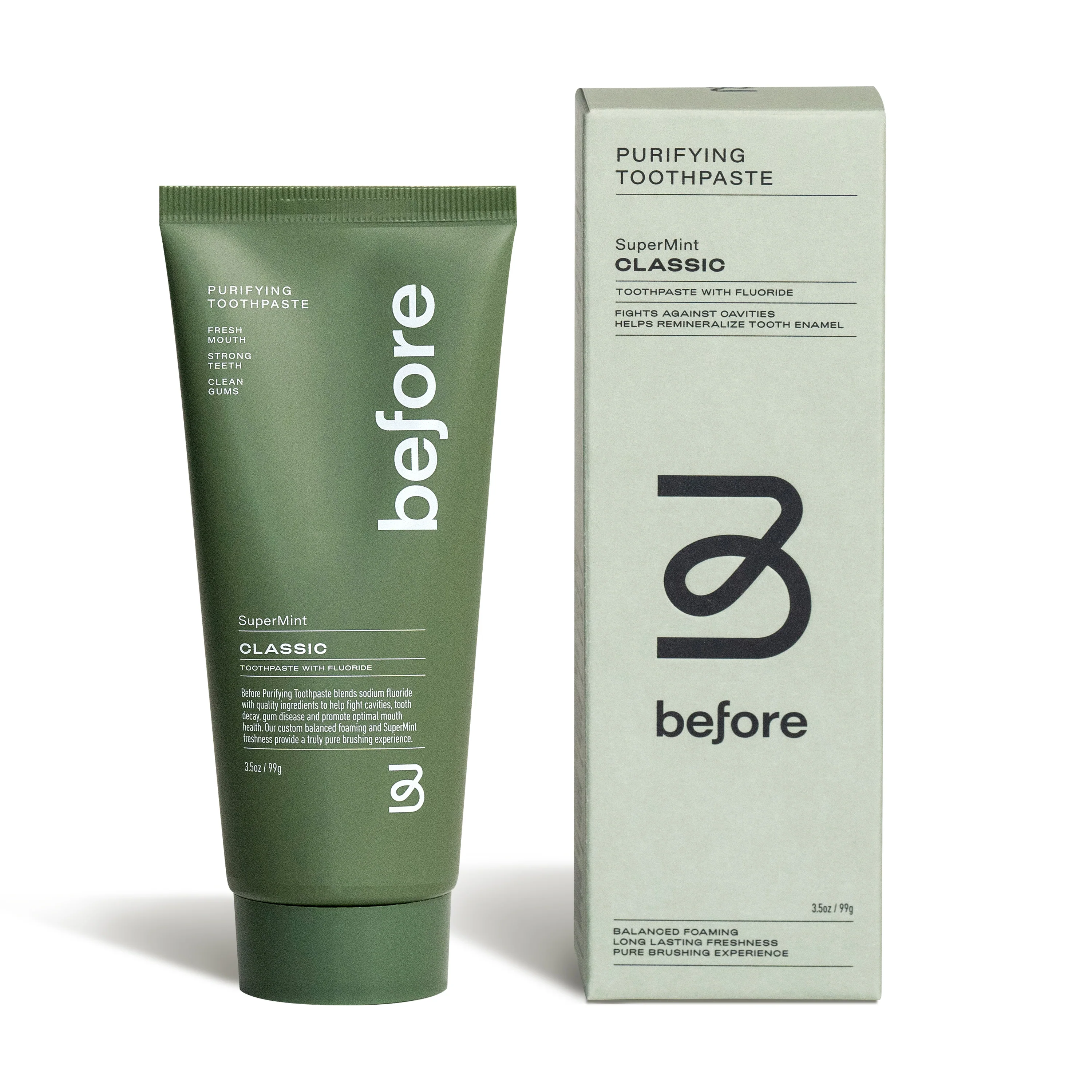 Long-Lasting before Classic Purifying Toothpaste w Fluoride Anti-Cavity Authentic