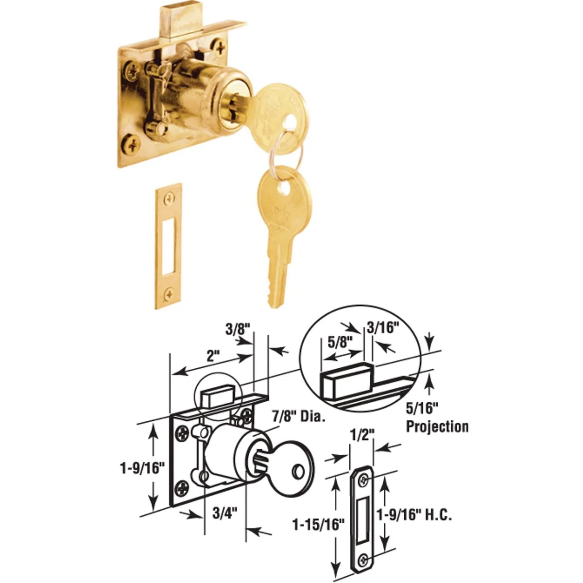 Natural Defender Security Brass Drawer and Cabinet Lock with Keeper – Keyed Different High-Performance