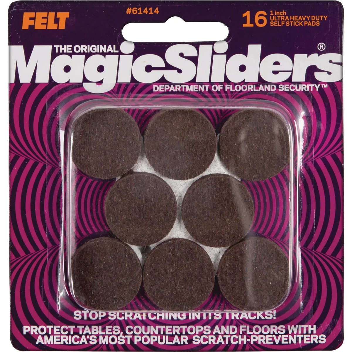 Smart Sliders 1 In. Round Brown Ultra Heavy Duty Self-Stick Pad 16-Pack Enhanced