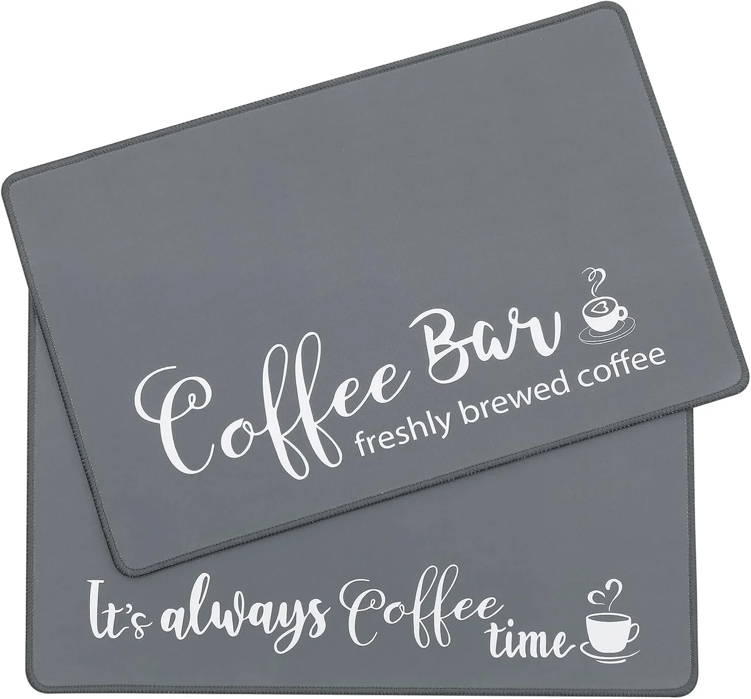 Eco-Friendly Shacos Coffee Bar Mats 2 pcs 12×19 Inch Absorbent Non Slip Rubber Waterproof Heat Resistant Gray Flexible