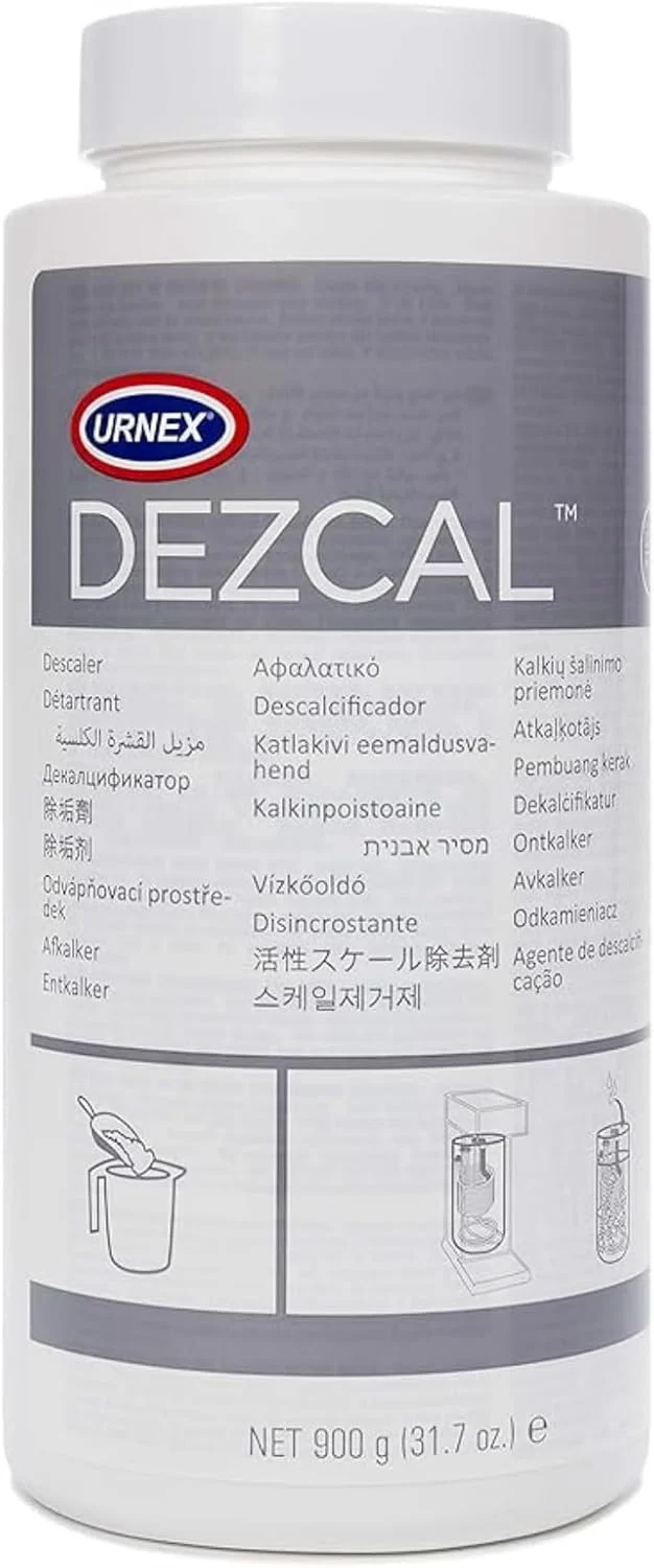 Original Urnex Dezcal Coffee and Espresso Machine Descaler Activated Scale Remover - 900g Bottle Versatile