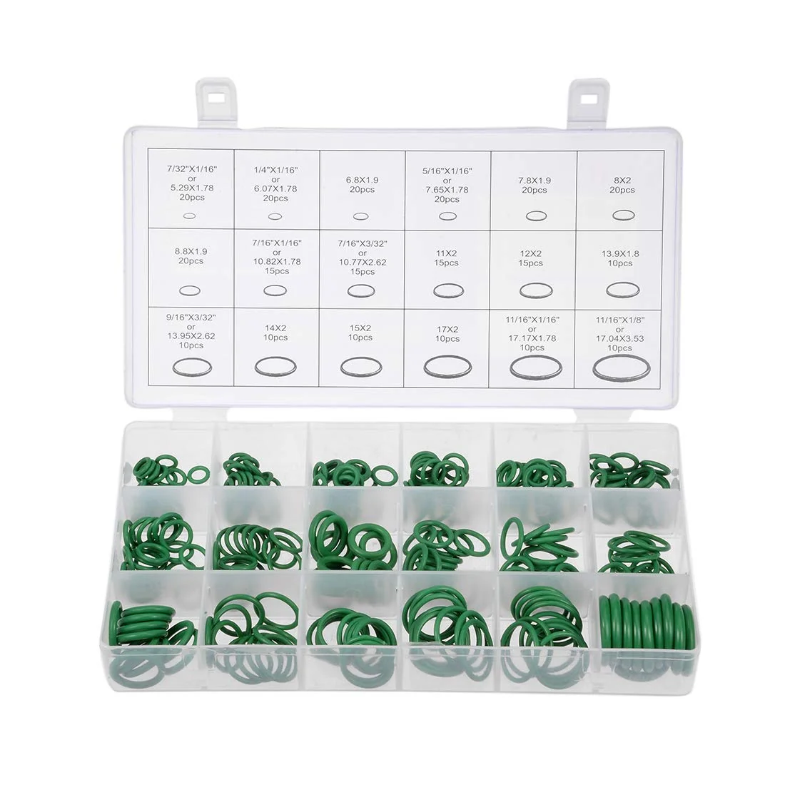 Premium Material uxcell Fluorine Rubber O-Ring Assortment Kit 270 Pieces 18 Sizes FKM Sealing Gasket Set Green Official