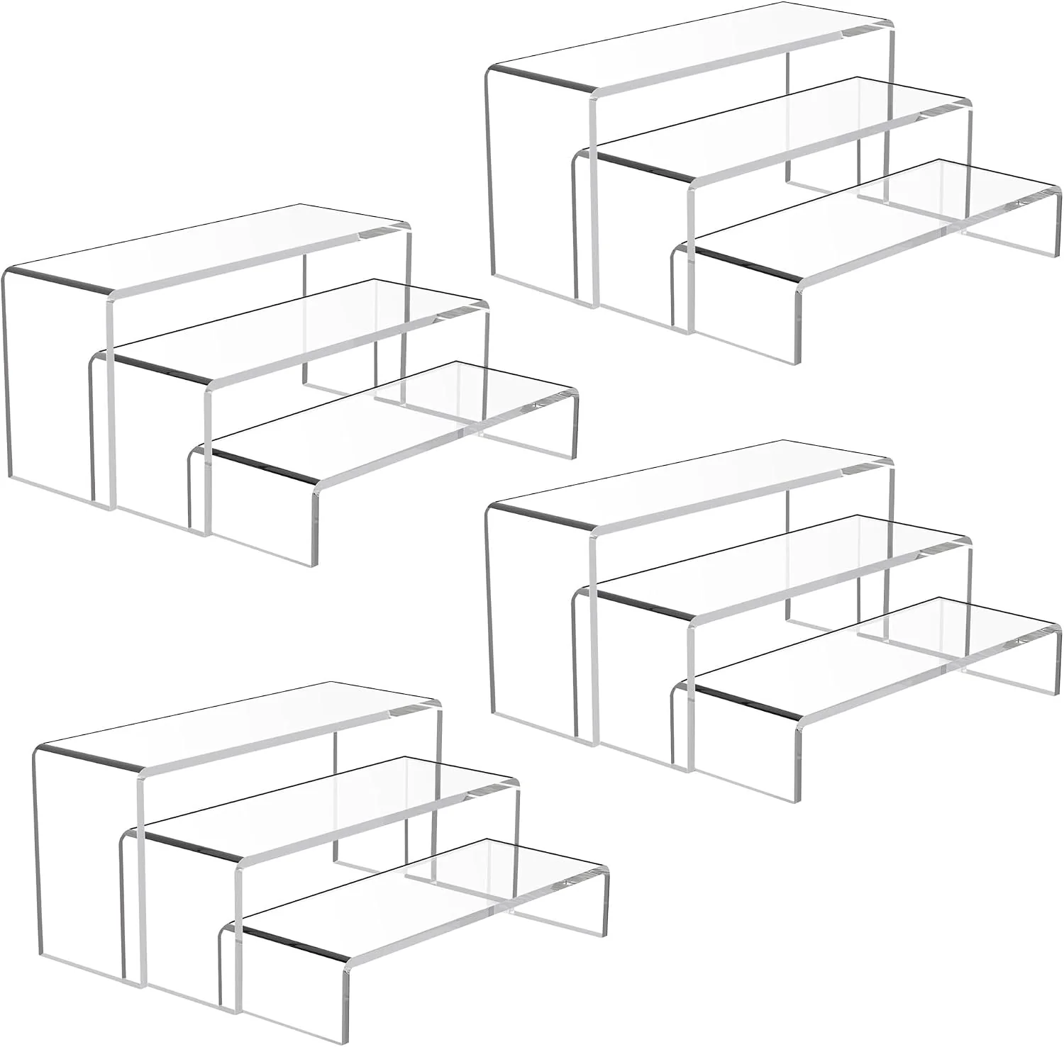 Certified Goabroa 8'' Display Risers Display Shelves Riser for Decor 12 Pcs Flexible