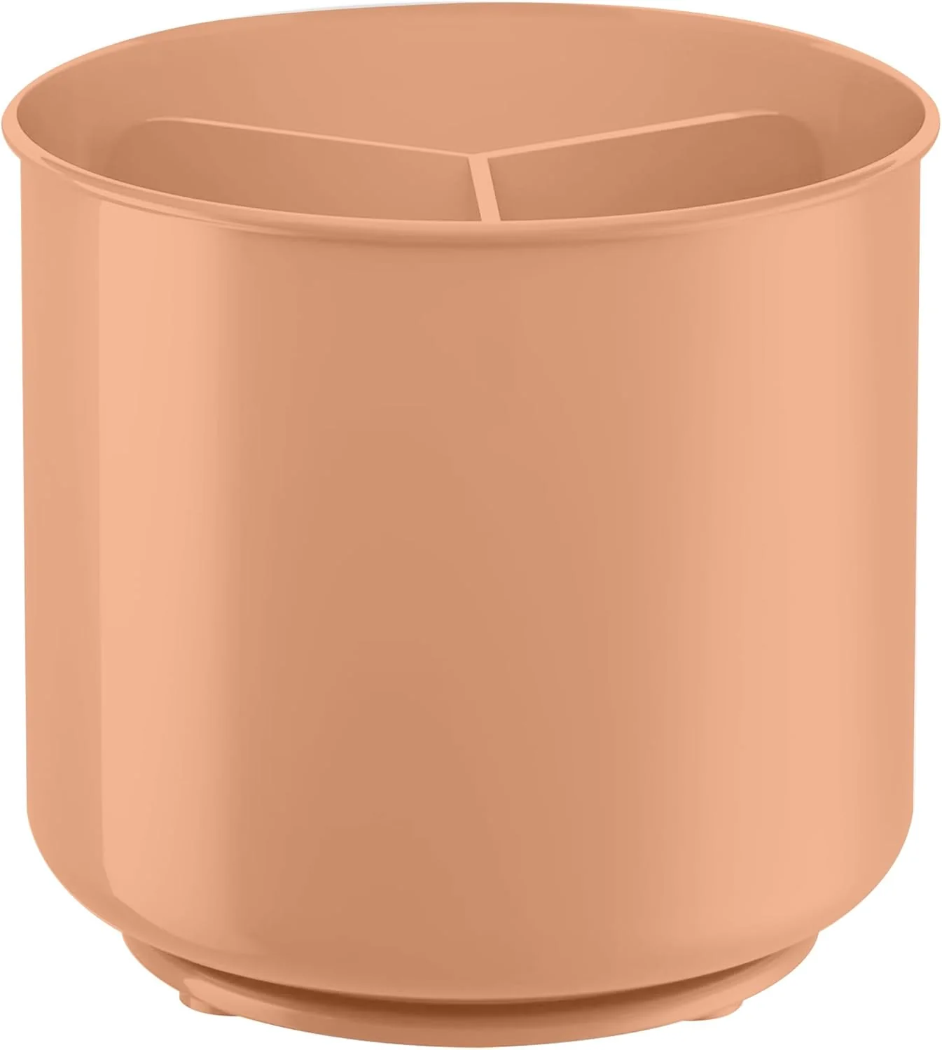 Luxury Rotating Extra Large Peach Plastic Utensil Holder Caddy with Sturdy No-Tip Weighted Base Removable Divider and Gripped Insert Clean