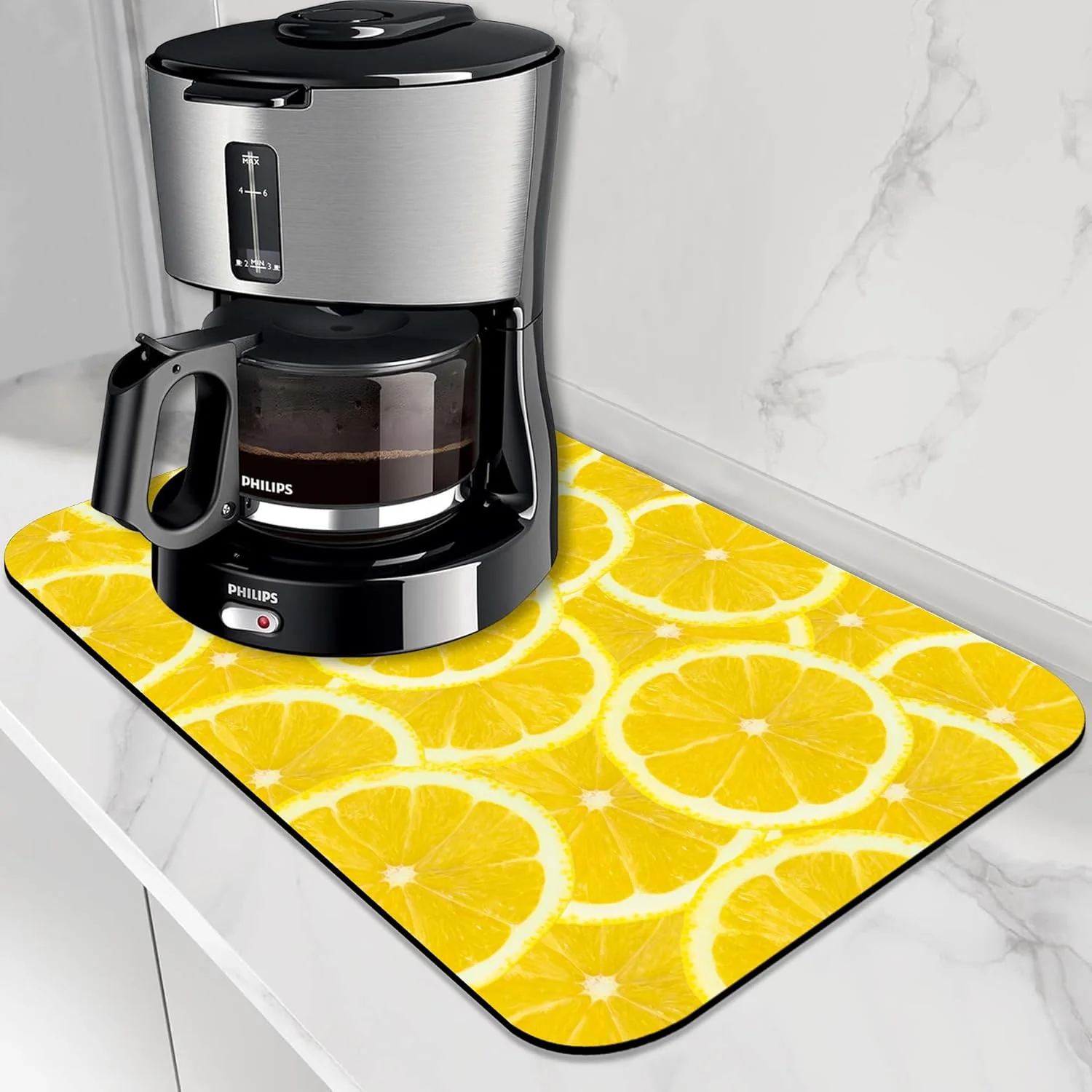 Modern Fresh Yellow Lemon Slice Dish Drying Mat 12 X19 Absorbent Fast Dish Drying Mat for Kitchen Counter Pot and Pan Kitchen Accessories Next-Generation