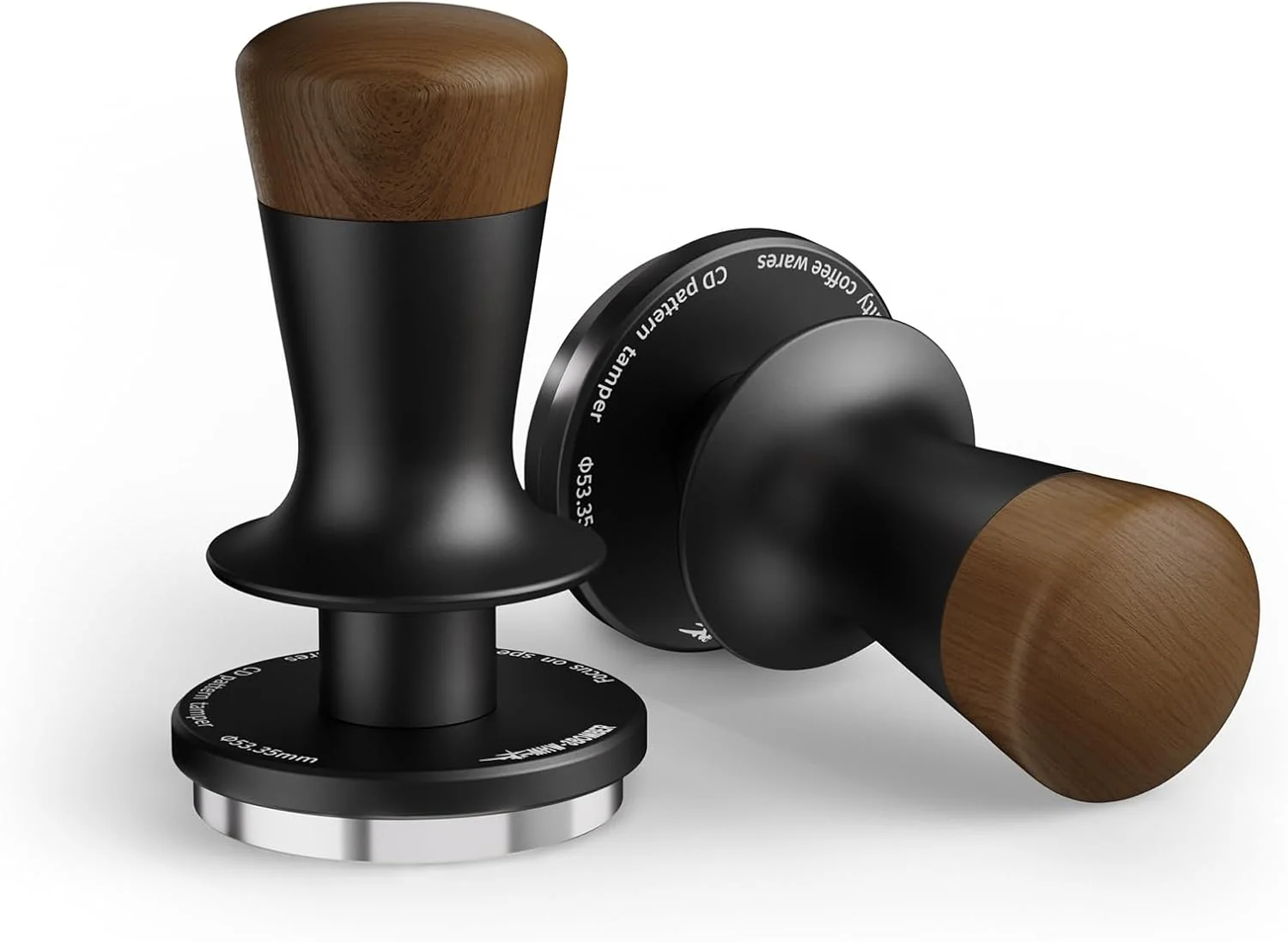 Smooth MHW-3BOMBER 54mm Espresso Tamper Double Spring Loaded Tamper Self Leveling without Tilting 53mm Coffee Tamper with Wood Cover 53.35mm Ripple Base Convenient