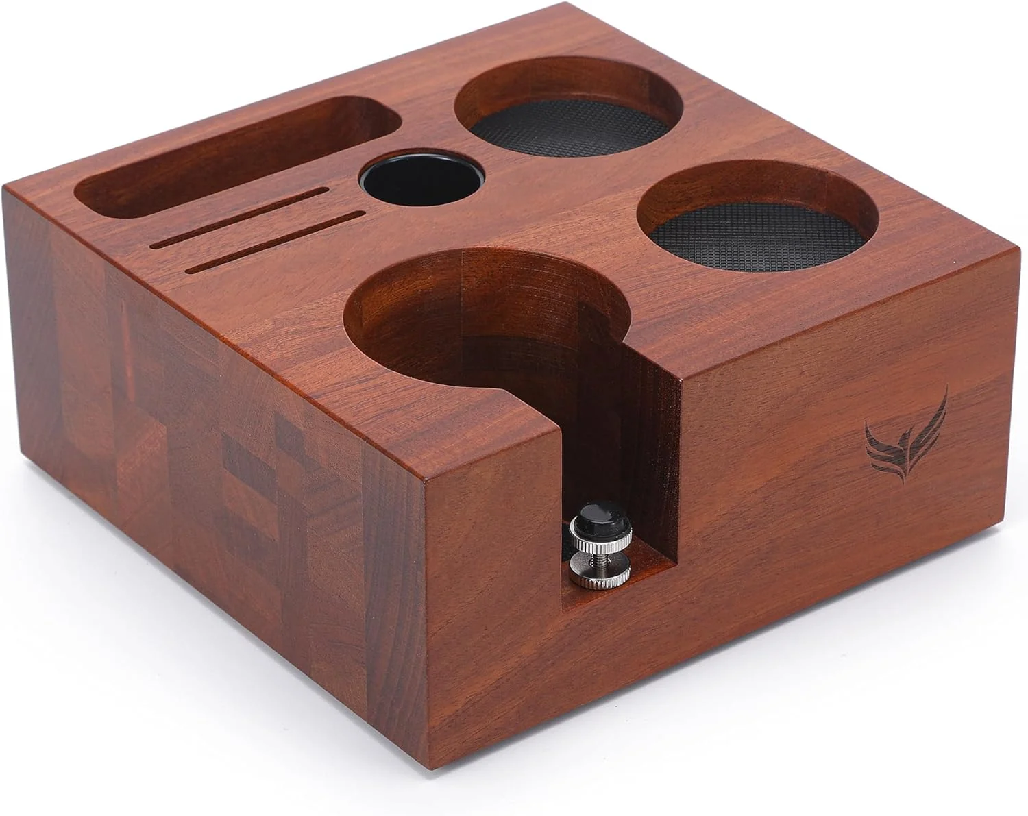 Solid 54mm Espresso Tamping Station Rosewood – Premium Organizer for Breville Espresso Machine Accessories Holder for Tamper Funnel WDT Puck Screens World-Class