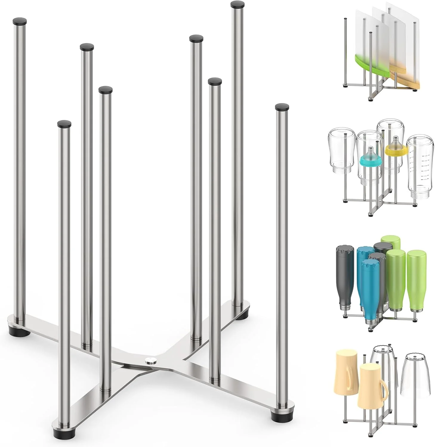 Secure Reusable Bag Bottle Drying Rack Baby Bottle Drying Rack Collapsible Cup Drying Rack for Glass Mugs -Stainless Steel Countertop Organizer Effective