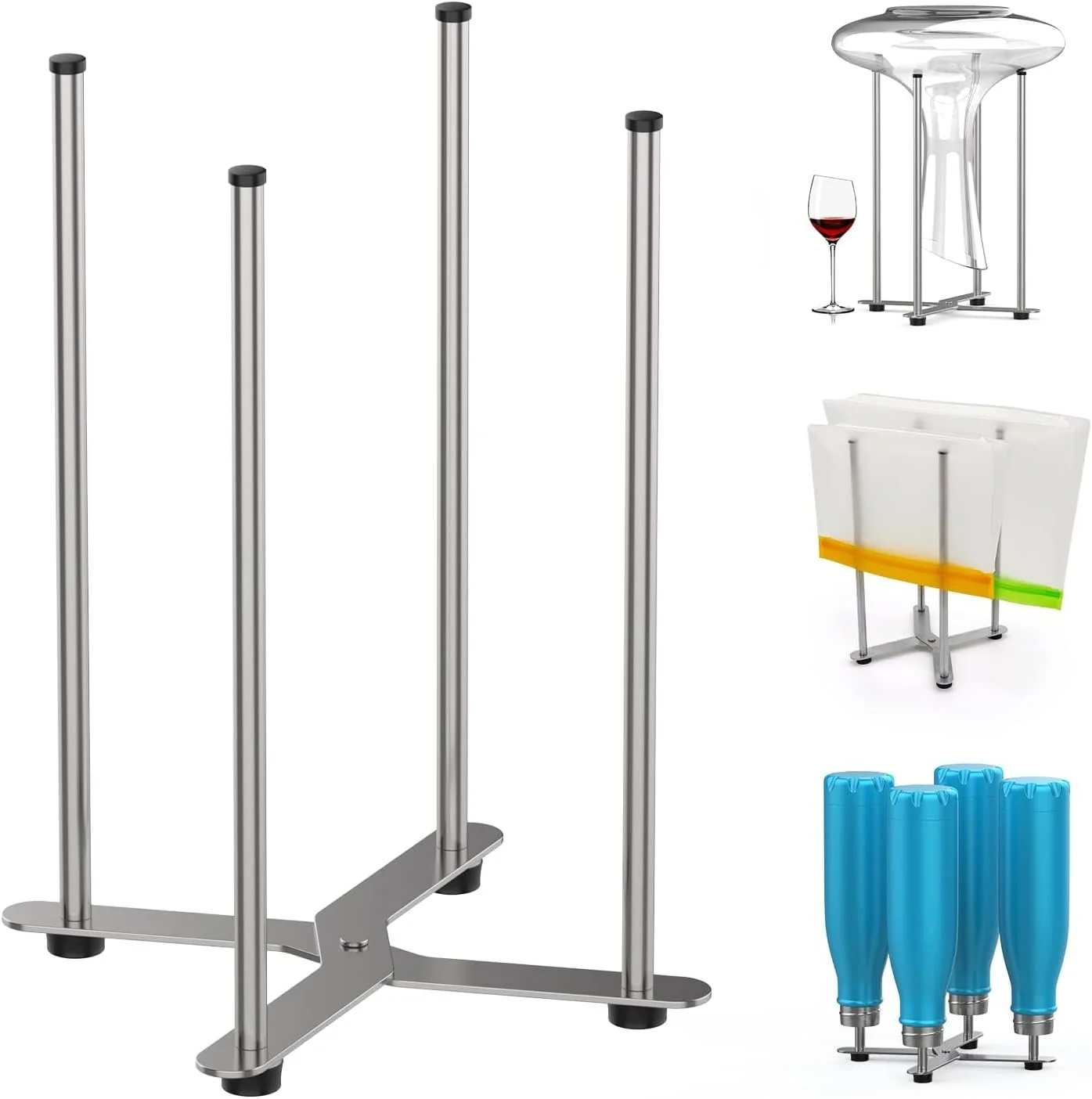 Elite Plastic Bag Bottle Drying Rack Multifunctional Wine Decanter Holder Collapsible Countertop Stand Relaxed
