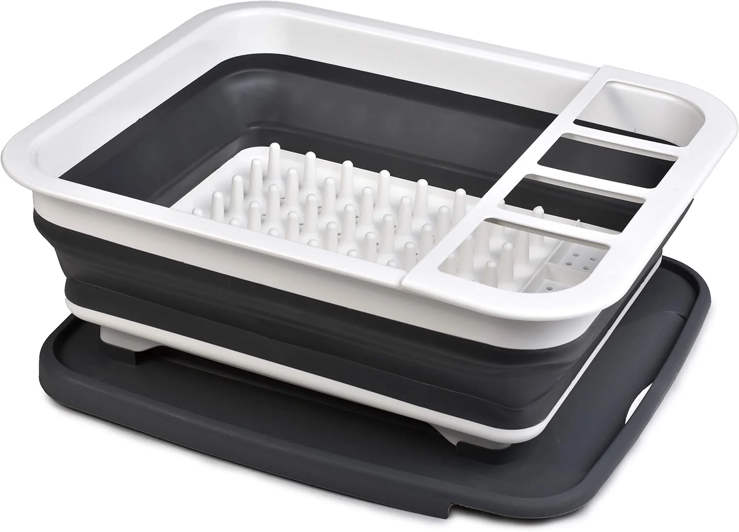 Green Masirs Pop-Up Collapsible Dish Drying Rack Convenient Storage Drains into Sink Eight Large Plate Capacity Unique