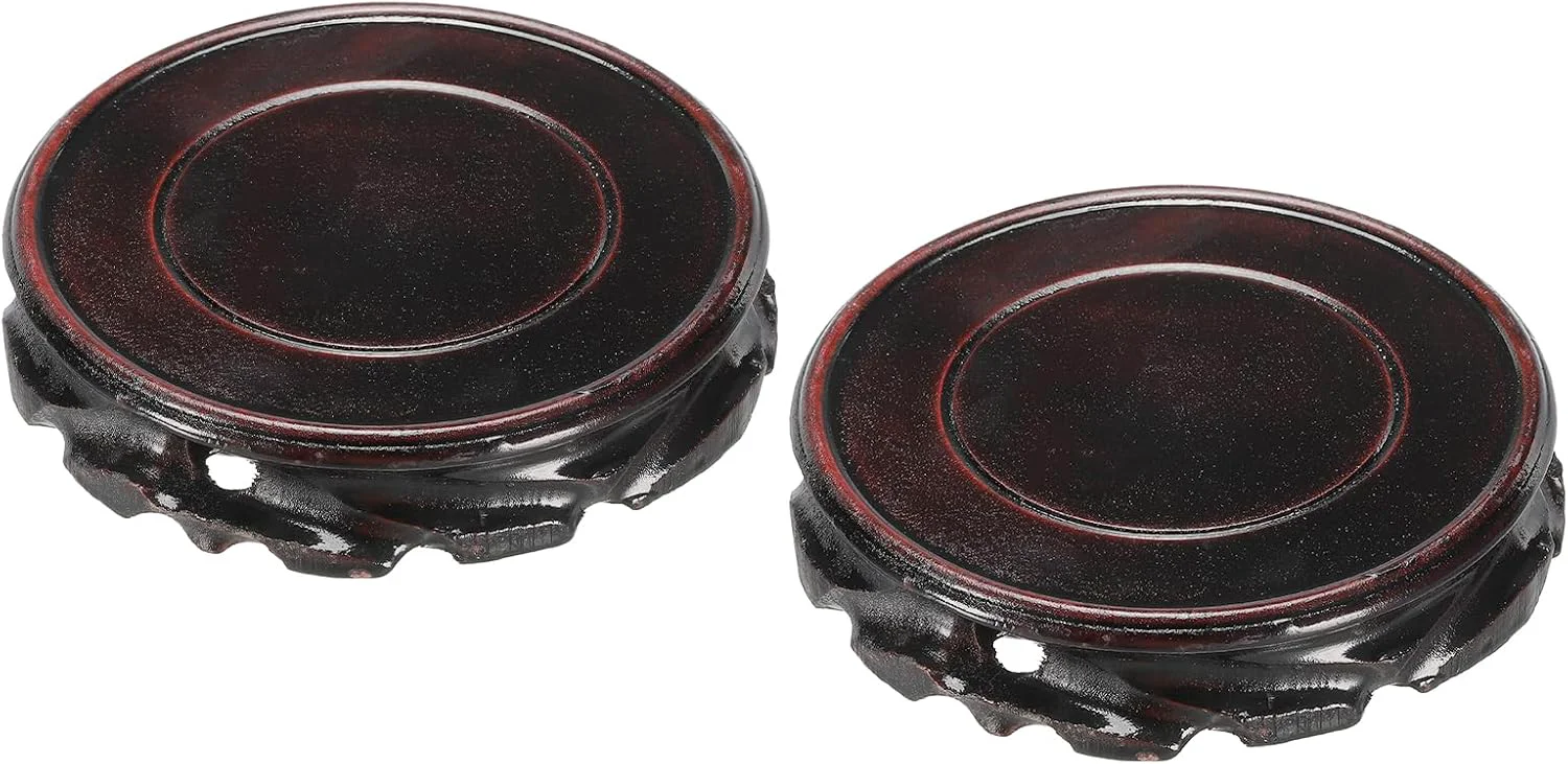 Certified MECCANIXITY Wooden Display Stand Base 110mm 4.33 Diameter Black 2Pcs Stand Holders for Vase Bonsai Stone Furniture Stable Home Decoration Healthy