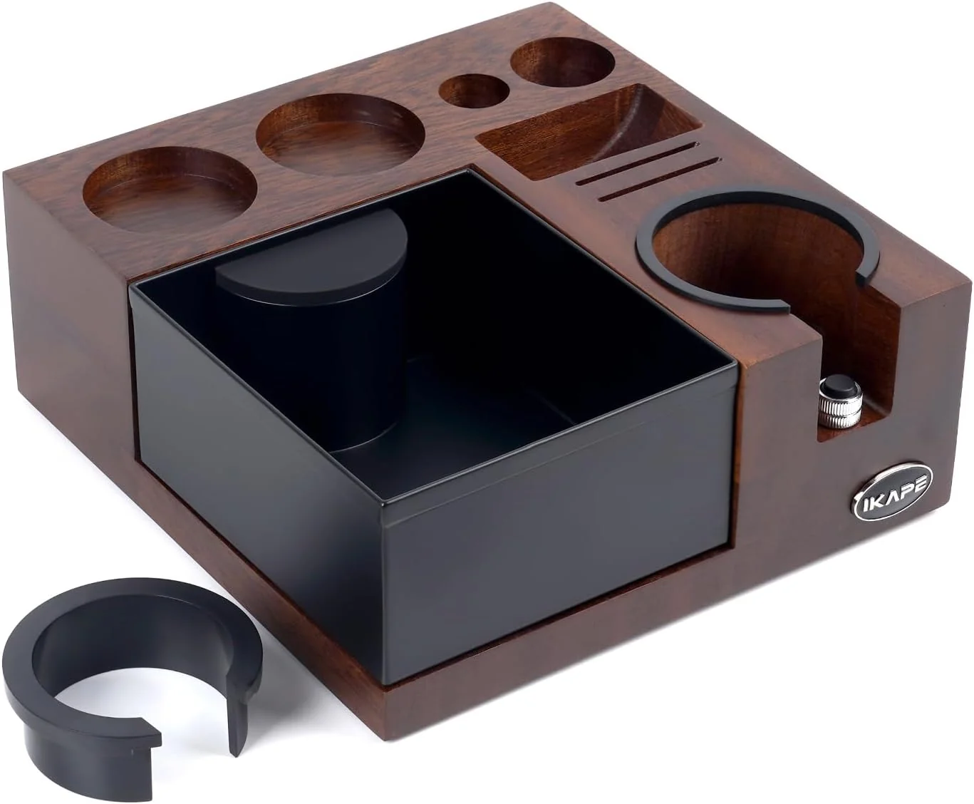 Minimalist IKAPE V5 Espresso Knock Box Espresso Coffee Organizer Box Fit for Storage 51 54 58MM Espresso Tamper Distributor Portafilter amp Puck Screen Accessories Natural Walnut Station Base 9 IN One Specialty