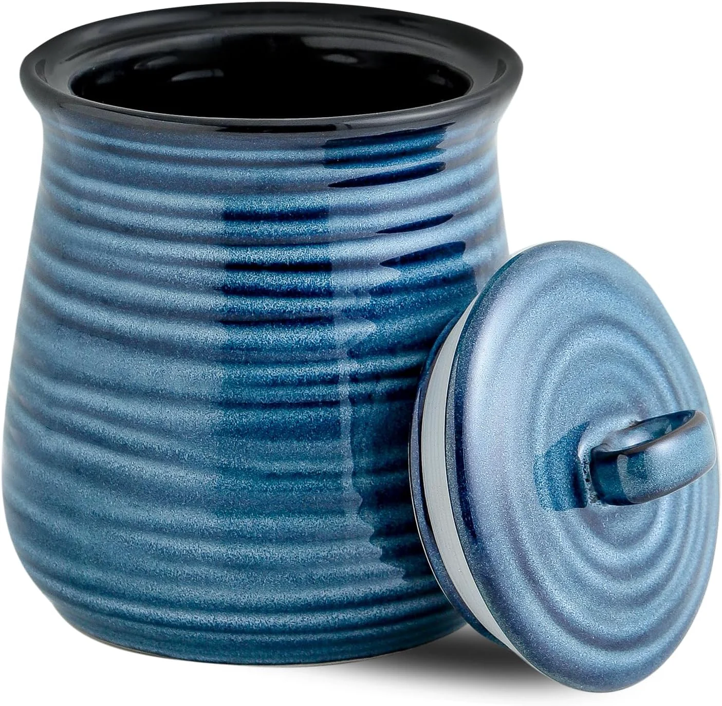 Authentic Ceramic Kitchen Canister Large Food Storage Jar with Aritight Lid for Coffee Tea Sugar Flour Cookie Candy Ce Dog Treat 35 oz Coffee Canister for Kitchen Countertop Blue Proven